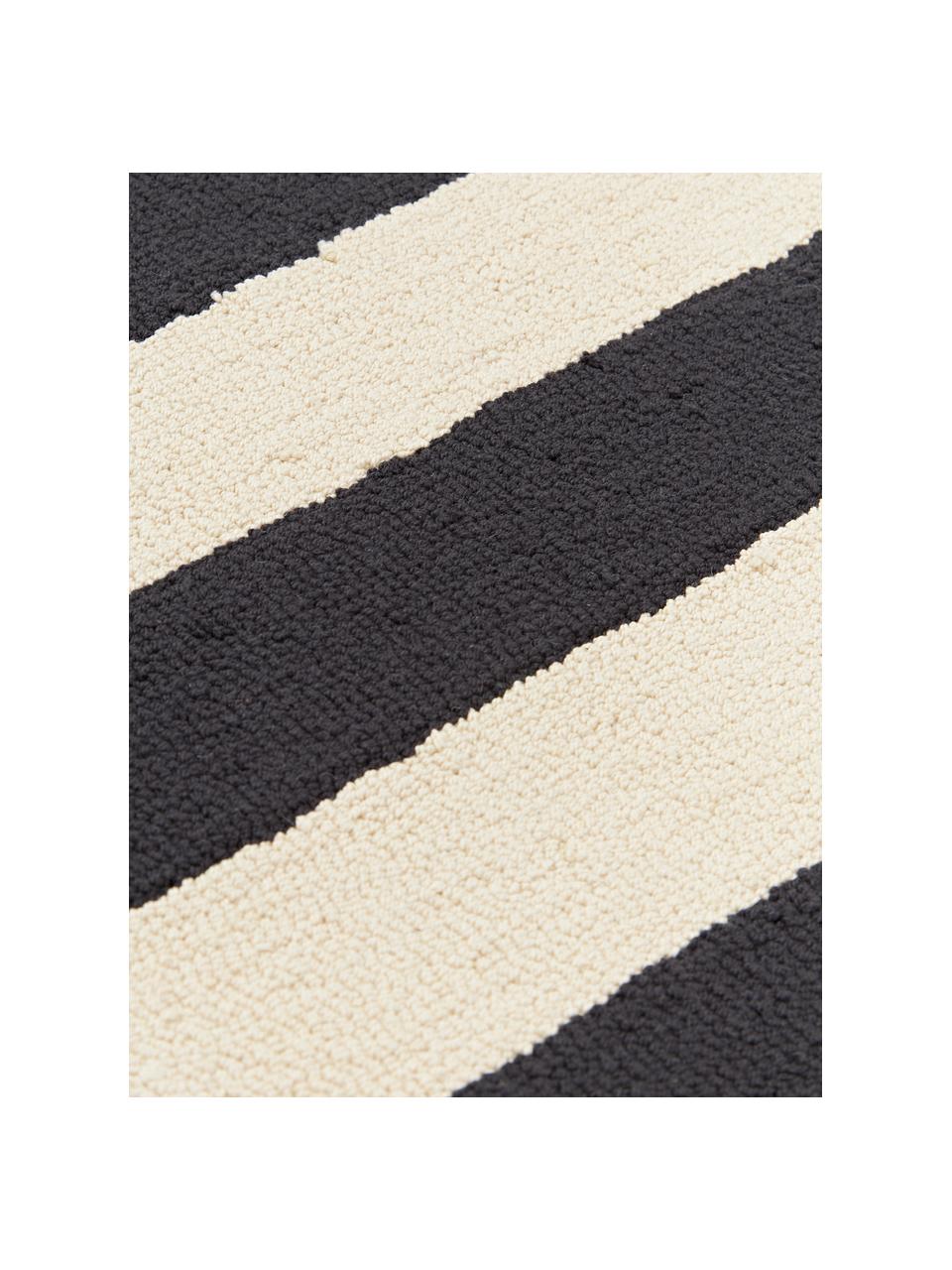 Manteles individuales artesanales Kio Stripe, 4 uds., 100% algodón, Negro, blanco crema, An 35 x L 45 cm