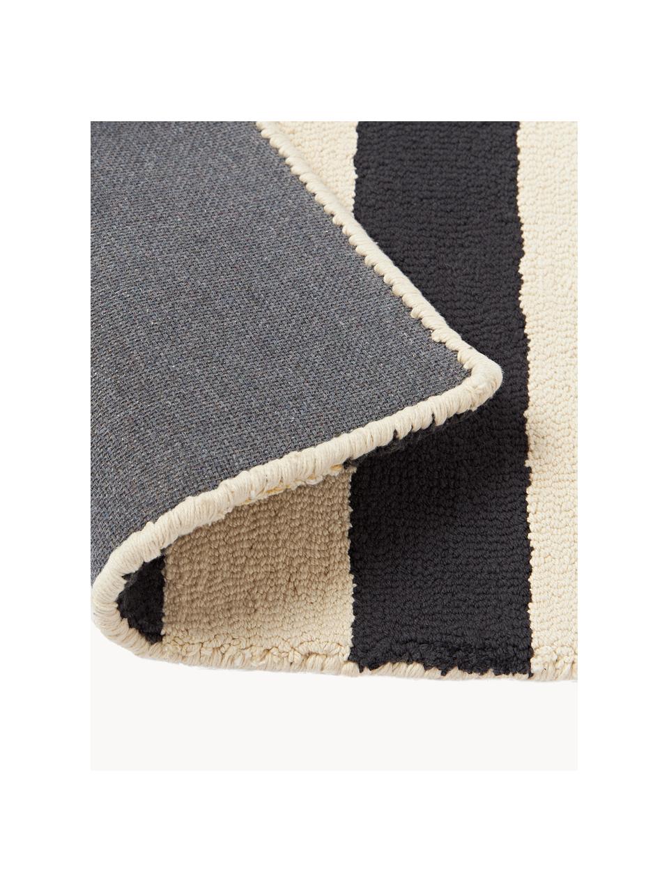 Ręcznie tuftowana podkładka Kio Stripe, 4 szt., 100% bawełna, Czarny, kremowobiały, S 35 x D 45 cm