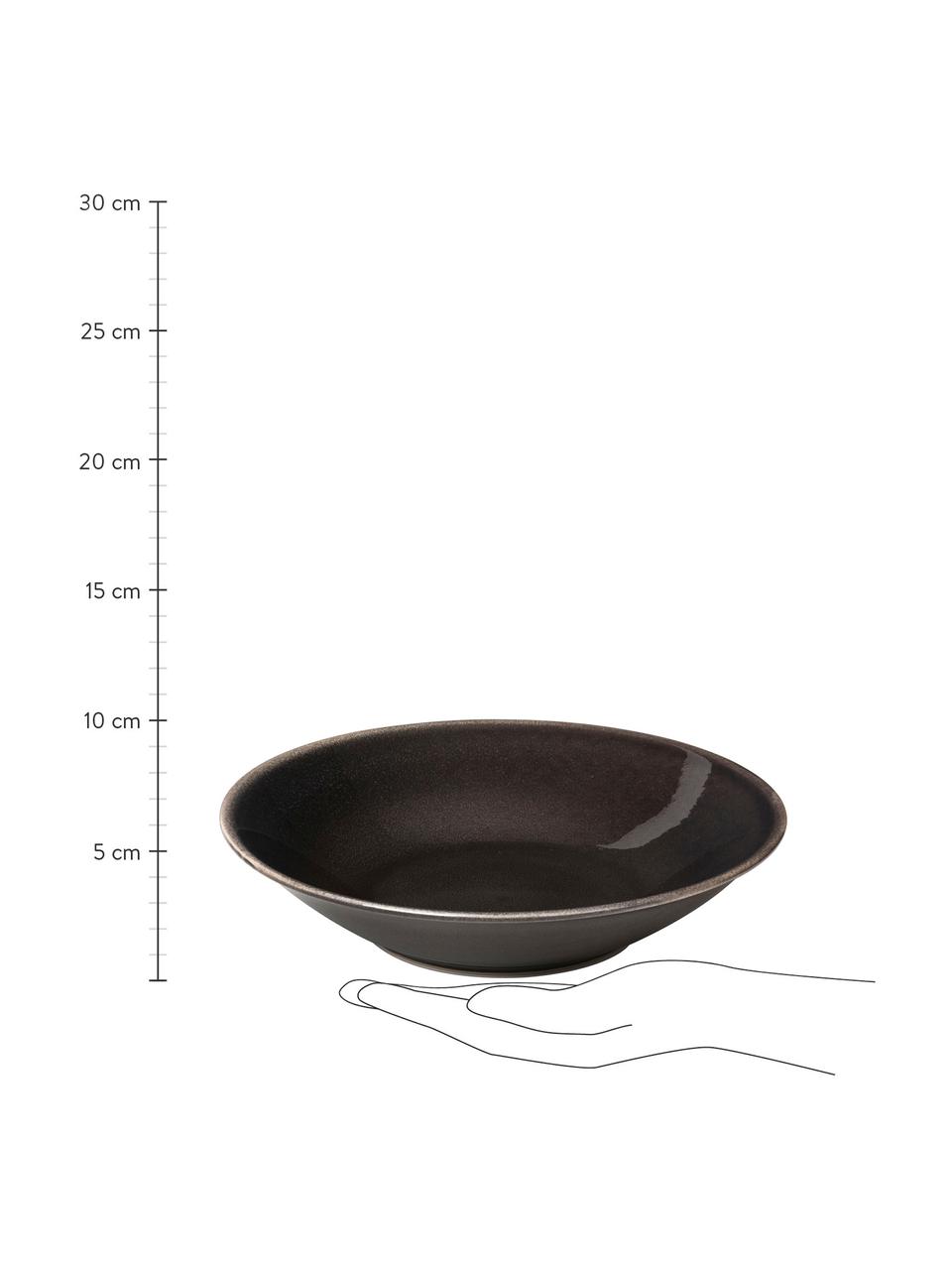 Handgemachte Suppenteller Nordic Coal Ø 22 cm aus Steingut, 4 Stück, Steingut, Bräunlich, Ø 22 x H 5 cm