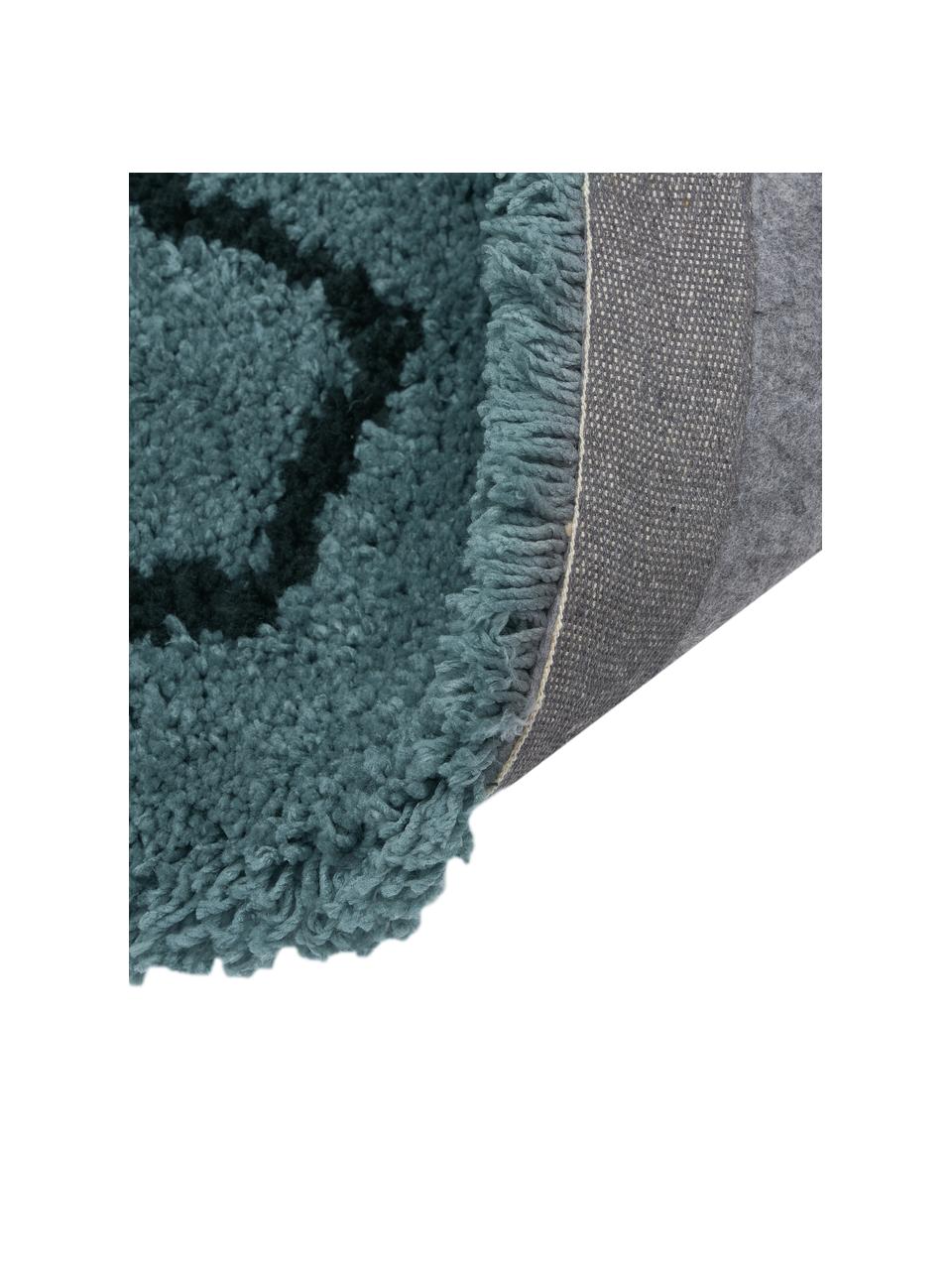 Ručne tuftovaný koberec s vysokým vlasom Davin, Petrolejová, čierna, Š 200 x D 300 cm (veľkosť L)