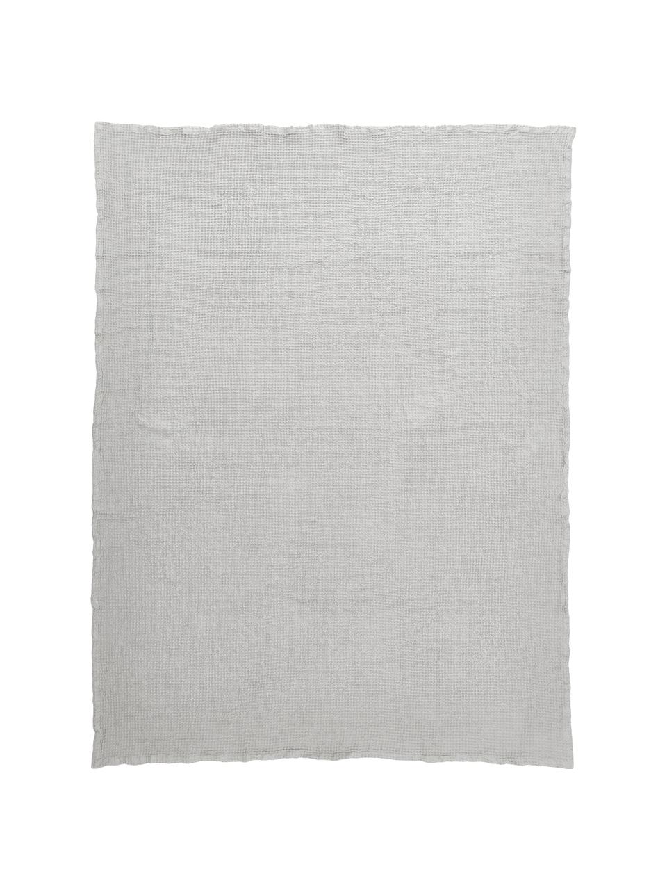 Přehoz z vaflového piké z bavlny Lois, 100 % bavlna, Světle šedá, Š 180 cm, D 260 cm (pro postele s rozměry až 140 x 200 cm)
