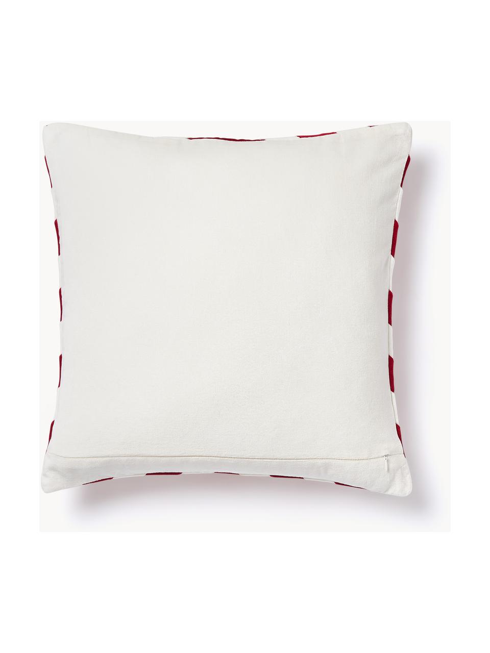 Housse de coussin 45x45 en velours Doro, Velours de coton, Rouge, blanc, larg. 45 x long. 45 cm