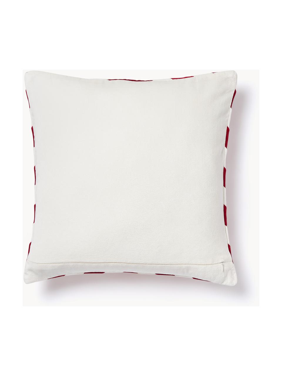 Sametový povlak na polštář Doro, Bavlněný samet, Červená, bílá, Š 45 cm, D 45 cm