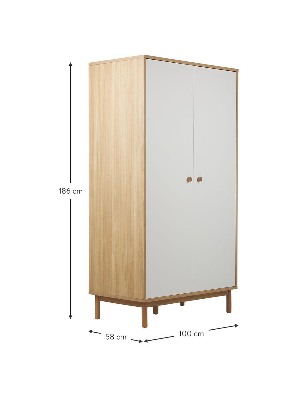 Armario Nathan, 2 puertas, Estructura: tablero de fibras de dens, Blanco, An 100 x Al 186 cm