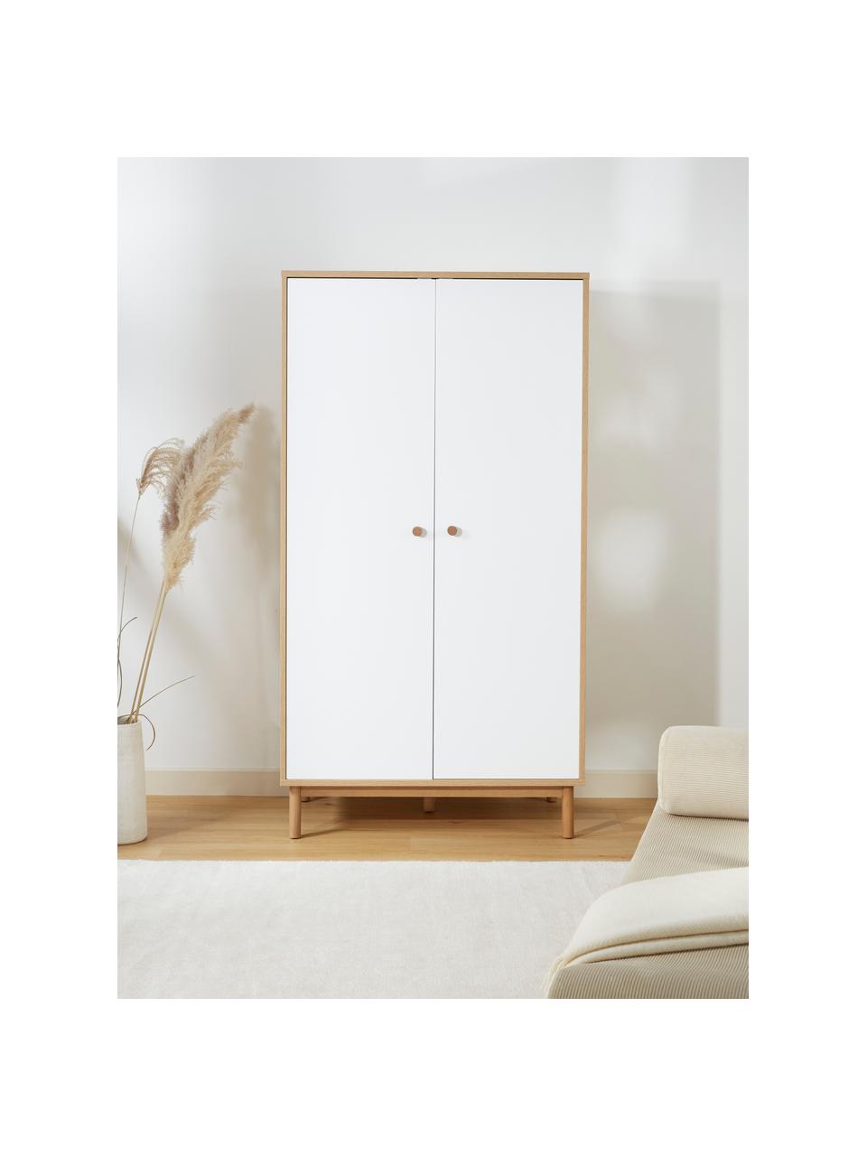 Armario Nathan, 2 puertas, Estructura: tablero de fibras de dens, Blanco, An 100 x Al 186 cm