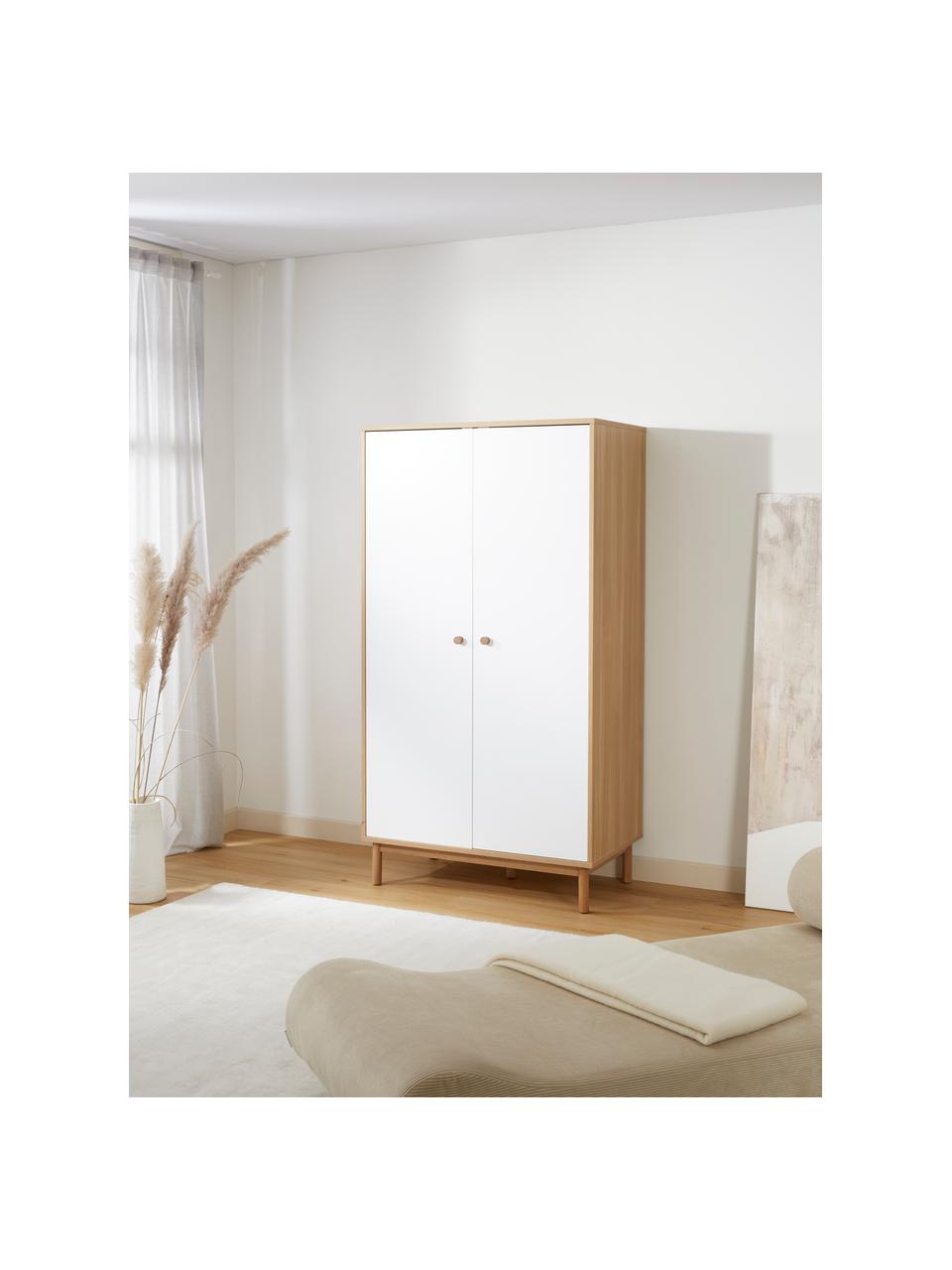 Armario Nathan, 2 puertas, Estructura: tablero de fibras de dens, Blanco, An 100 x Al 186 cm