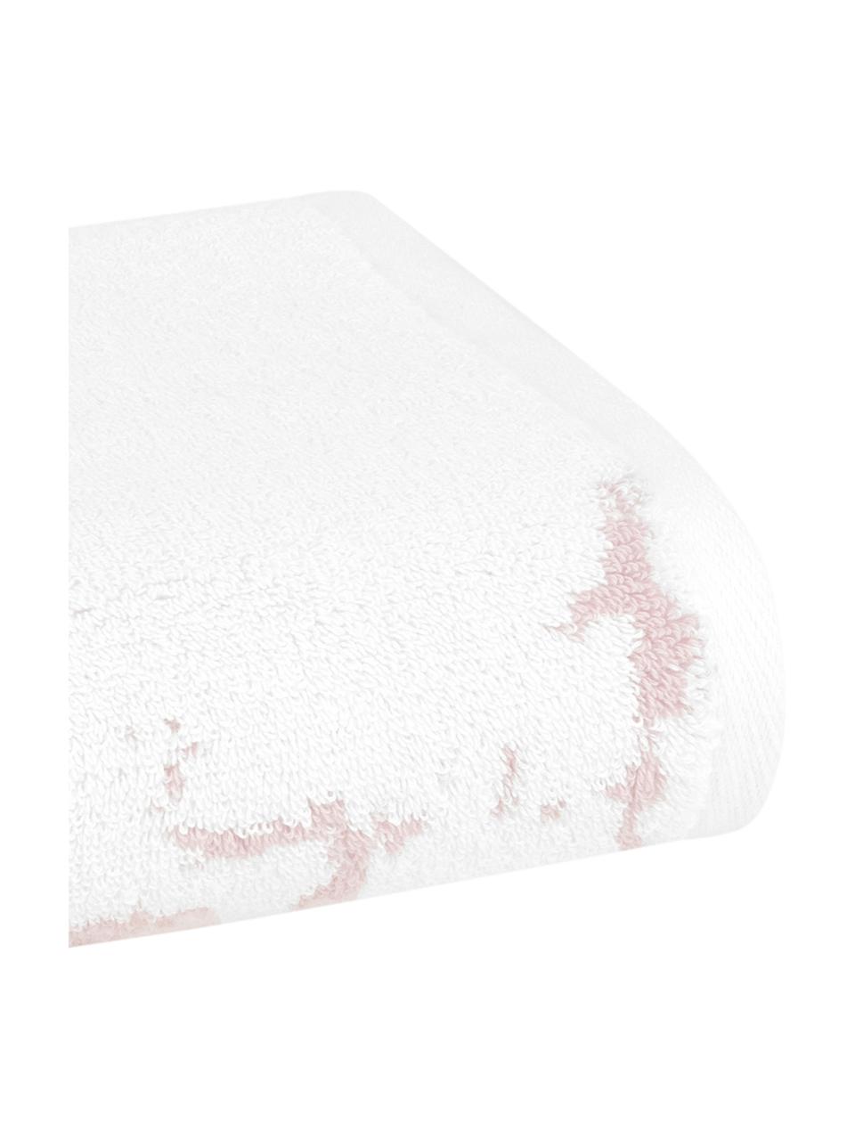 Asciugamano con motivo effetto marmo Malin, Rosa chiaro, bianco, Asciugamano per ospiti, Larg. 30 x Lung. 50 cm, 2 pz