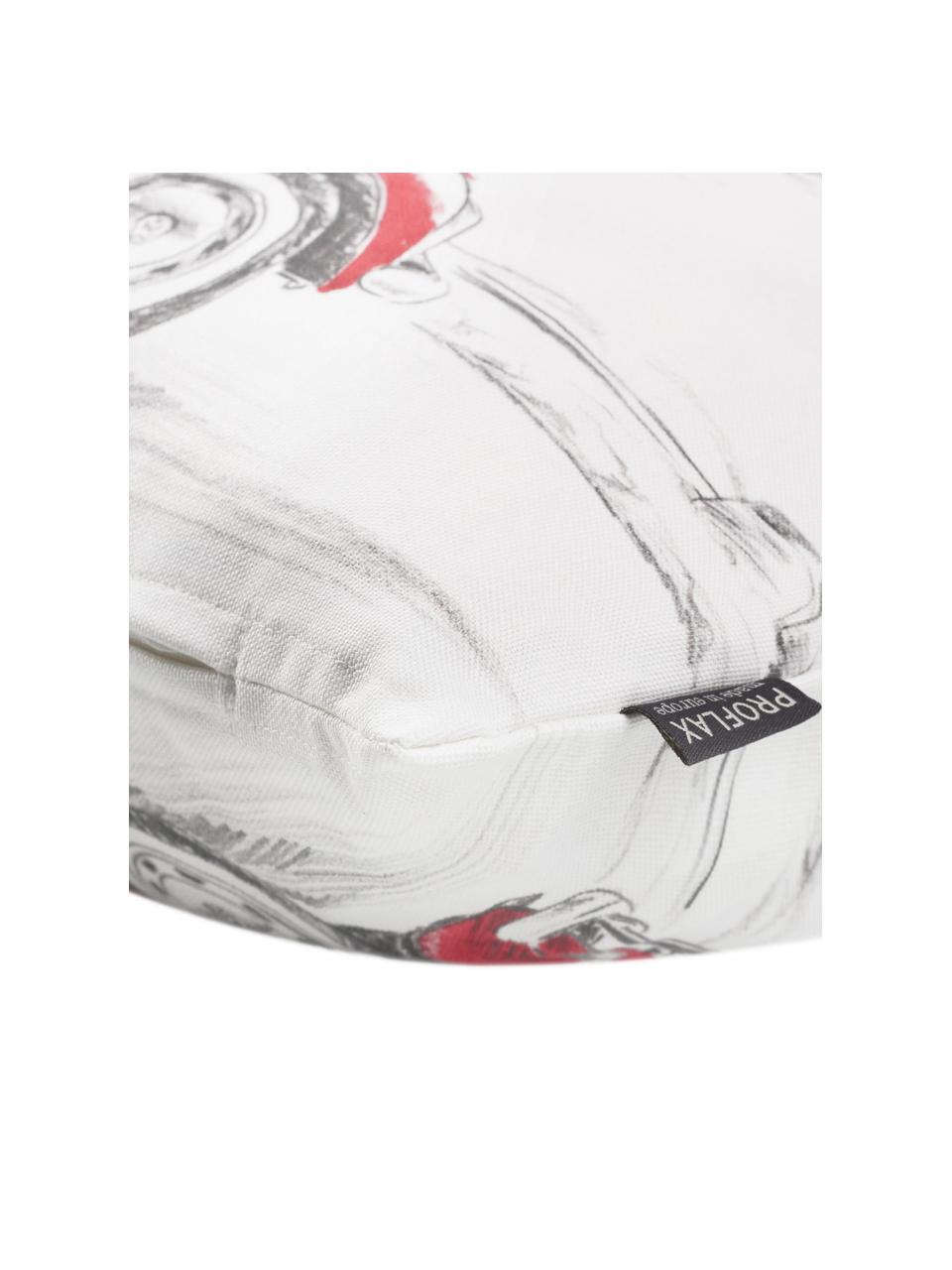 Kissenhülle Dodo mit Auto-Motiv in Weiß/Rot, 100% Baumwolle, Weiß, Rot, Grau, 30 x 50 cm
