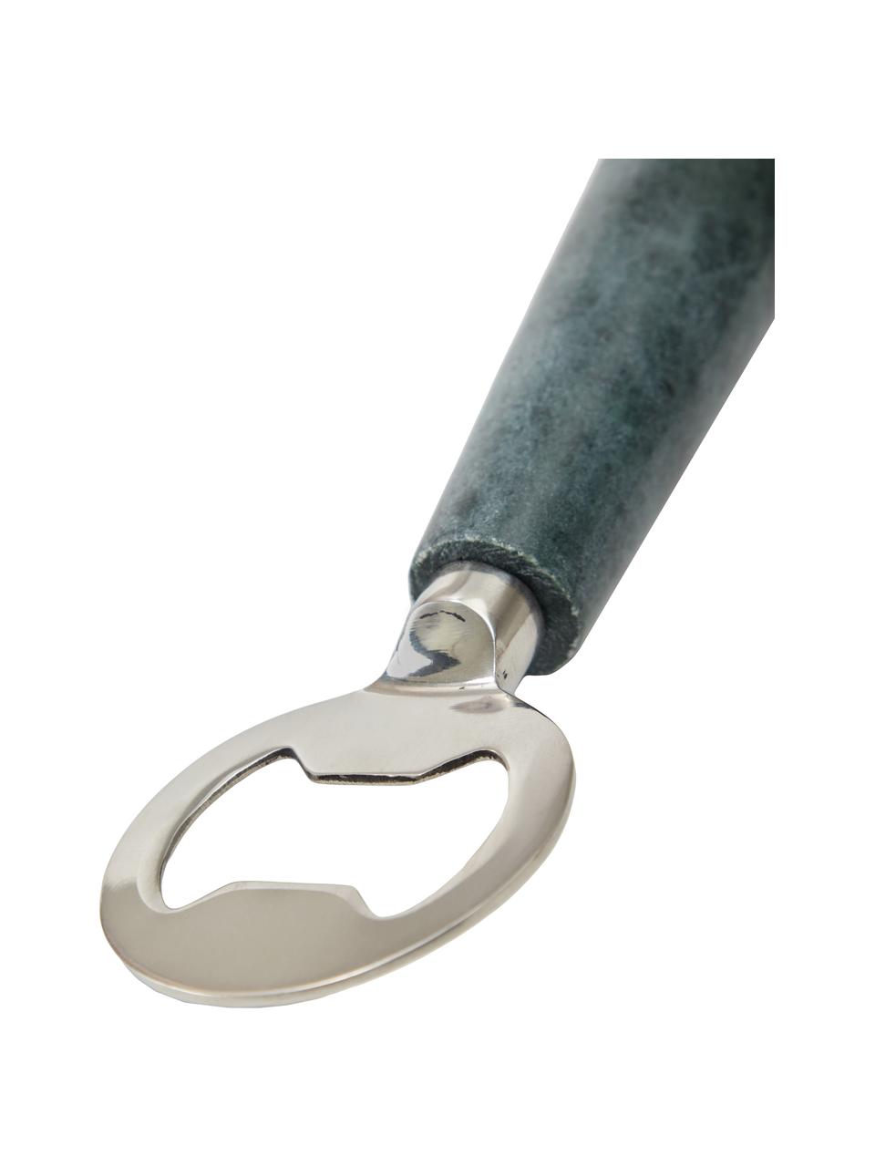 Marmeren flesopener Bluma, Groen, gemarmerd, zilverkleurig, B 3 x H 18 cm