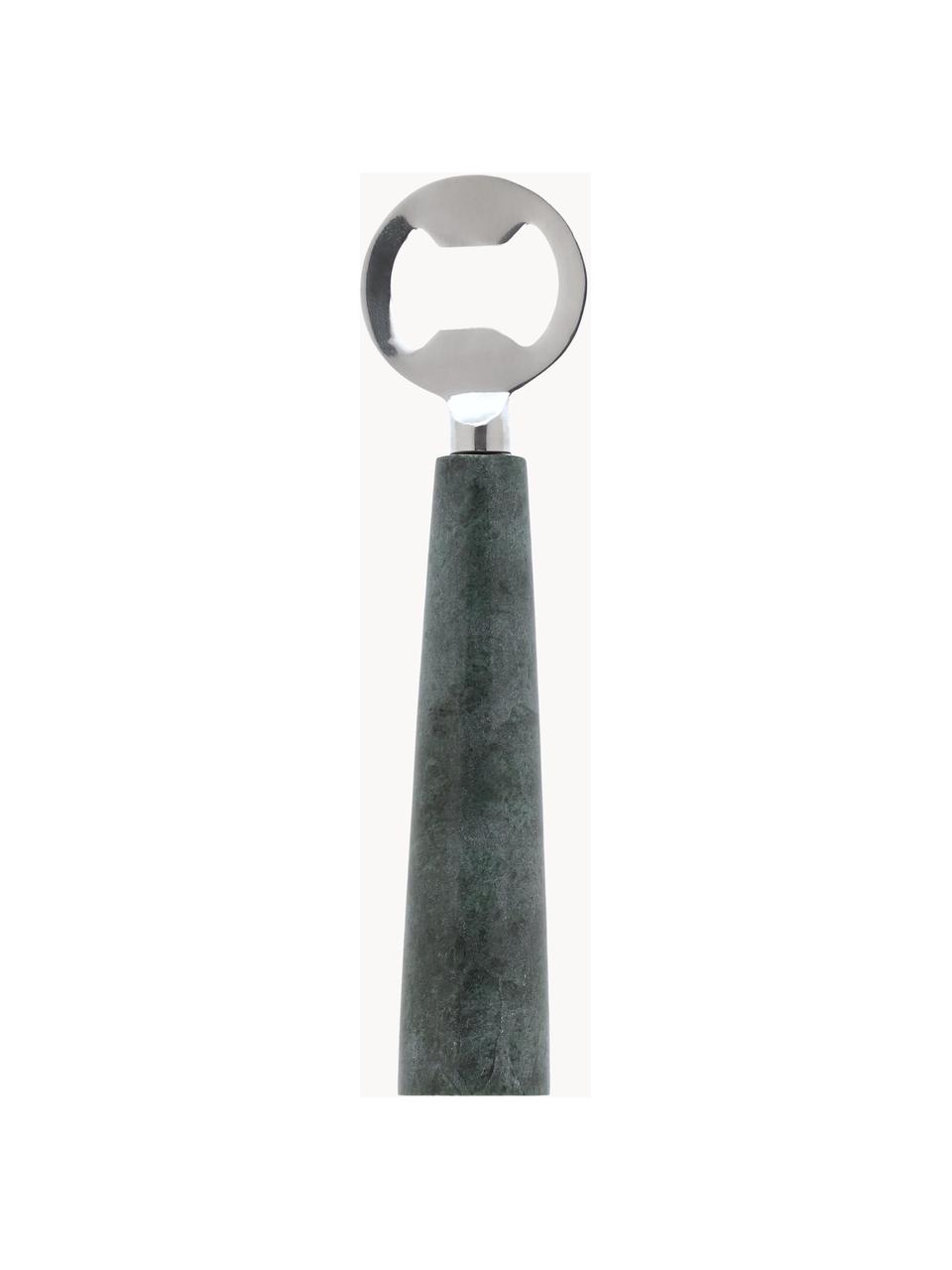 Apribottiglie in marmo Bluma, Manico: marmo, Verde marmorizzato, argento, Larg. 3 x Alt. 18 cm