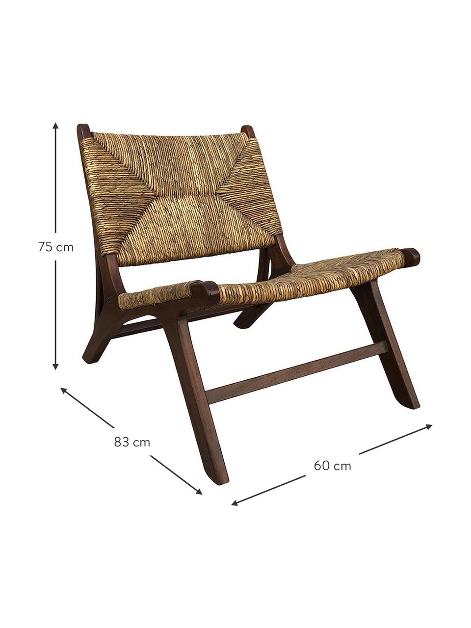 Sillón Teka, Madera de teca
Ratán, Marrón, An 60 x F 83 cm