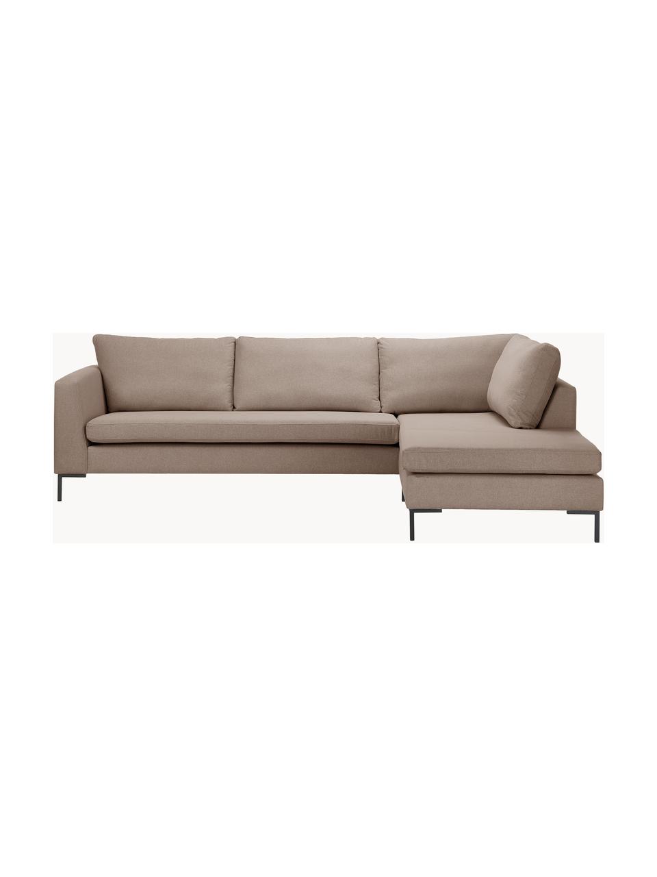 Ecksofa Luna, Bezug: 100 % Polyester Der strap, Gestell: Massives Buchenholz, Schi, Füße: Metall, galvanisiert Das , Webstoff Taupe, B 280 x T 184 cm, Eckteil links