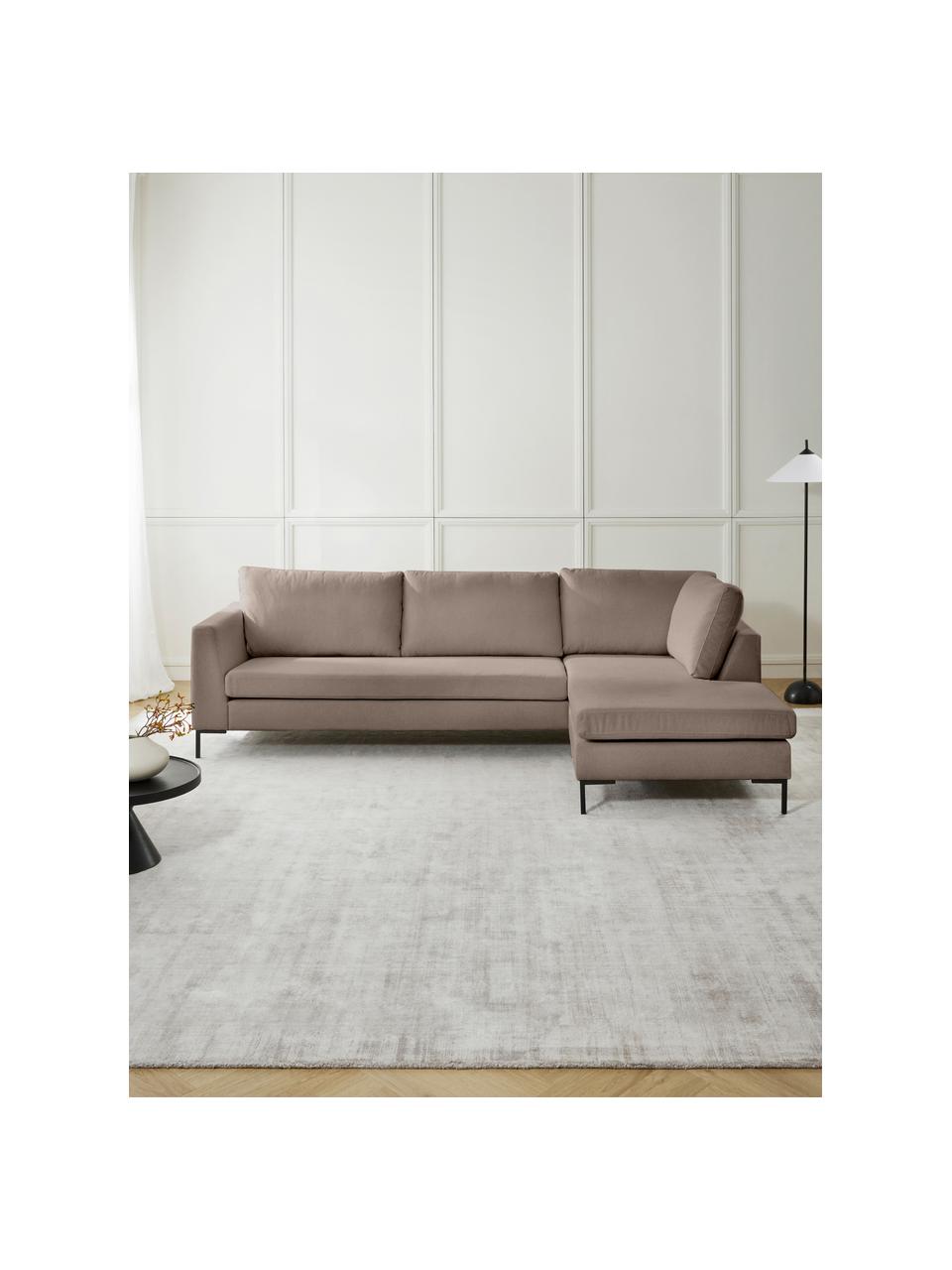 Ecksofa Luna, Bezug: 100 % Polyester, Oeko-Tex, Gestell: Massives Buchenholz, Schi, Füße: Metall, galvanisiert Das , Webstoff Taupe, B 280 x T 184 cm, Eckteil links