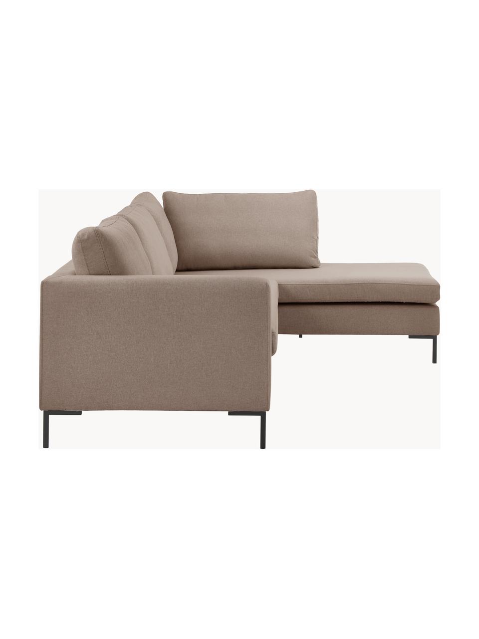 Ecksofa Luna, Bezug: 100 % Polyester, Oeko-Tex, Gestell: Massives Buchenholz, Schi, Webstoff Taupe, B 280 x T 184 cm, Eckteil rechts