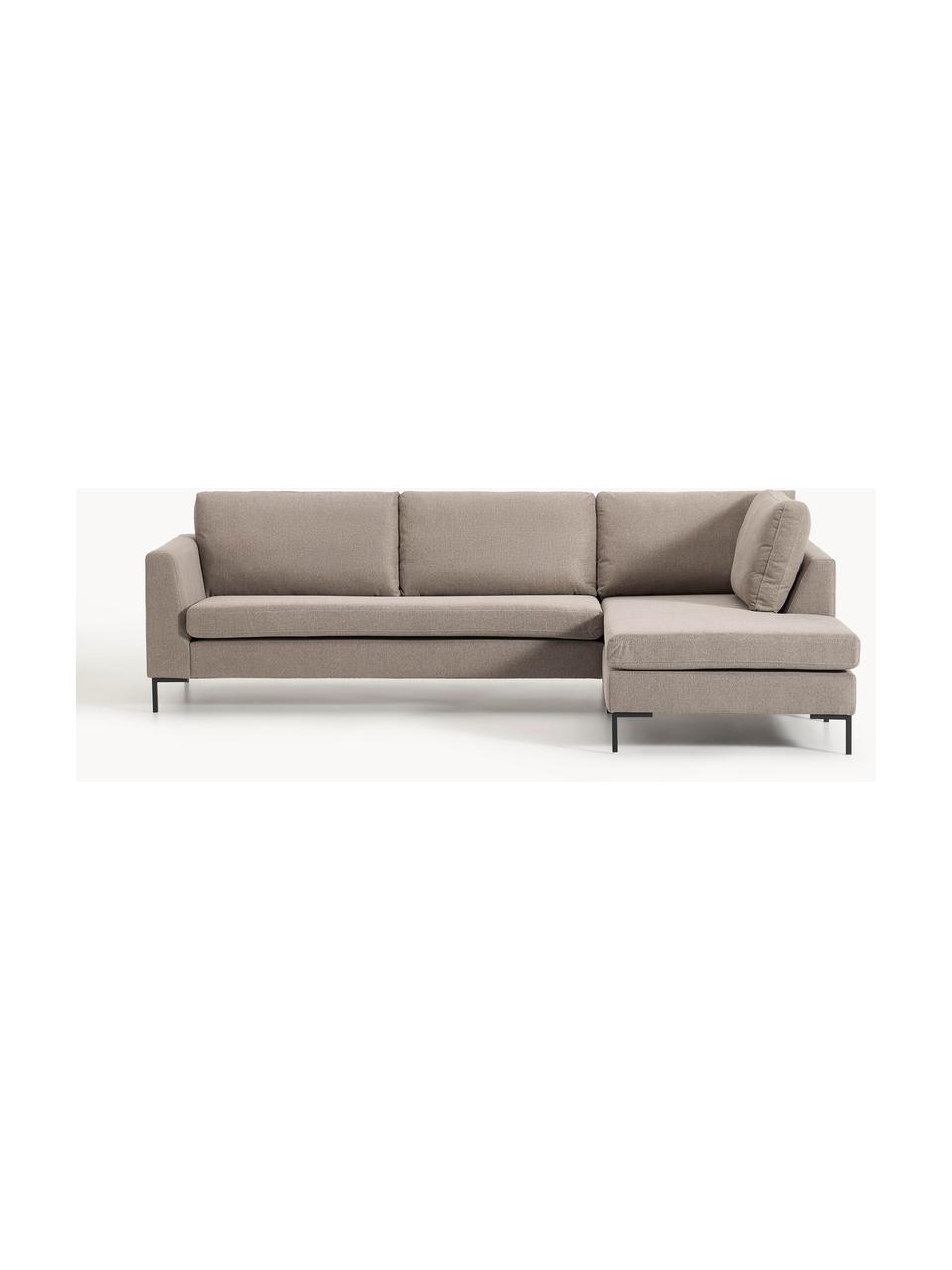 Ecksofa Luna, Bezug: 100 % Polyester Der strap, Gestell: Massives Buchenholz, Schi, Füße: Metall, galvanisiert Das , Webstoff Taupe, B 280 x T 184 cm, Eckteil links