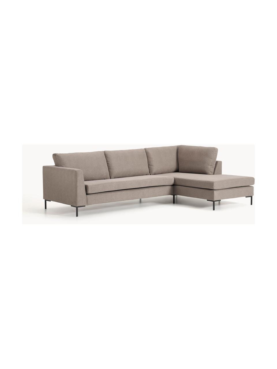 Ecksofa Luna, Bezug: 100 % Polyester Der strap, Gestell: Massives Buchenholz, Schi, Füße: Metall, galvanisiert Das , Webstoff Taupe, B 280 x T 184 cm, Eckteil links