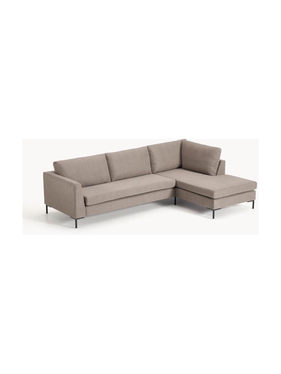 Ecksofa Luna, Bezug: 100 % Polyester Der strap, Gestell: Massives Buchenholz, Schi, Füße: Metall, galvanisiert Das , Webstoff Taupe, B 280 x T 184 cm, Eckteil links