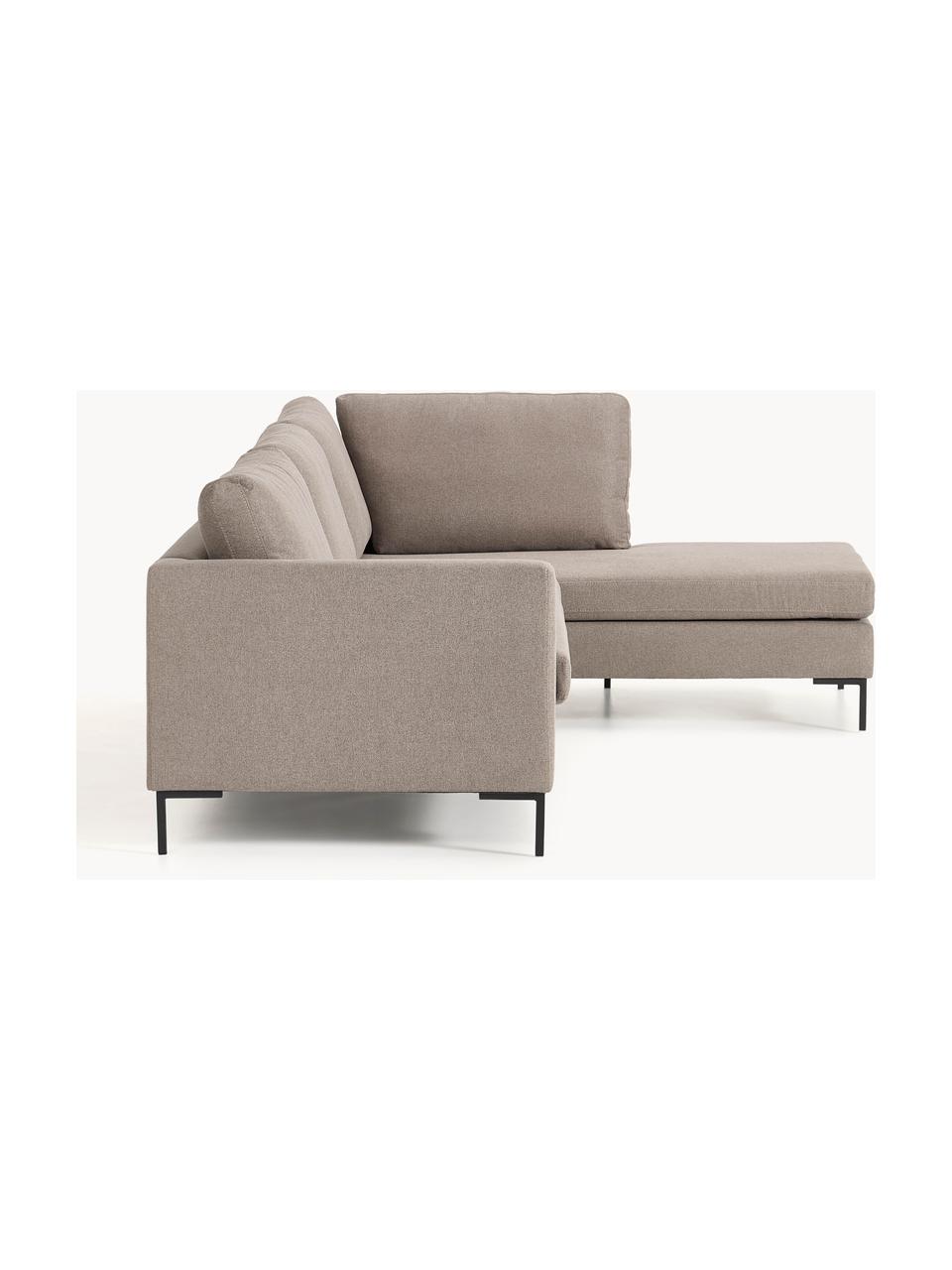 Ecksofa Luna, Bezug: 100 % Polyester Der strap, Gestell: Massives Buchenholz, Schi, Füße: Metall, galvanisiert Das , Webstoff Taupe, B 280 x T 184 cm, Eckteil links