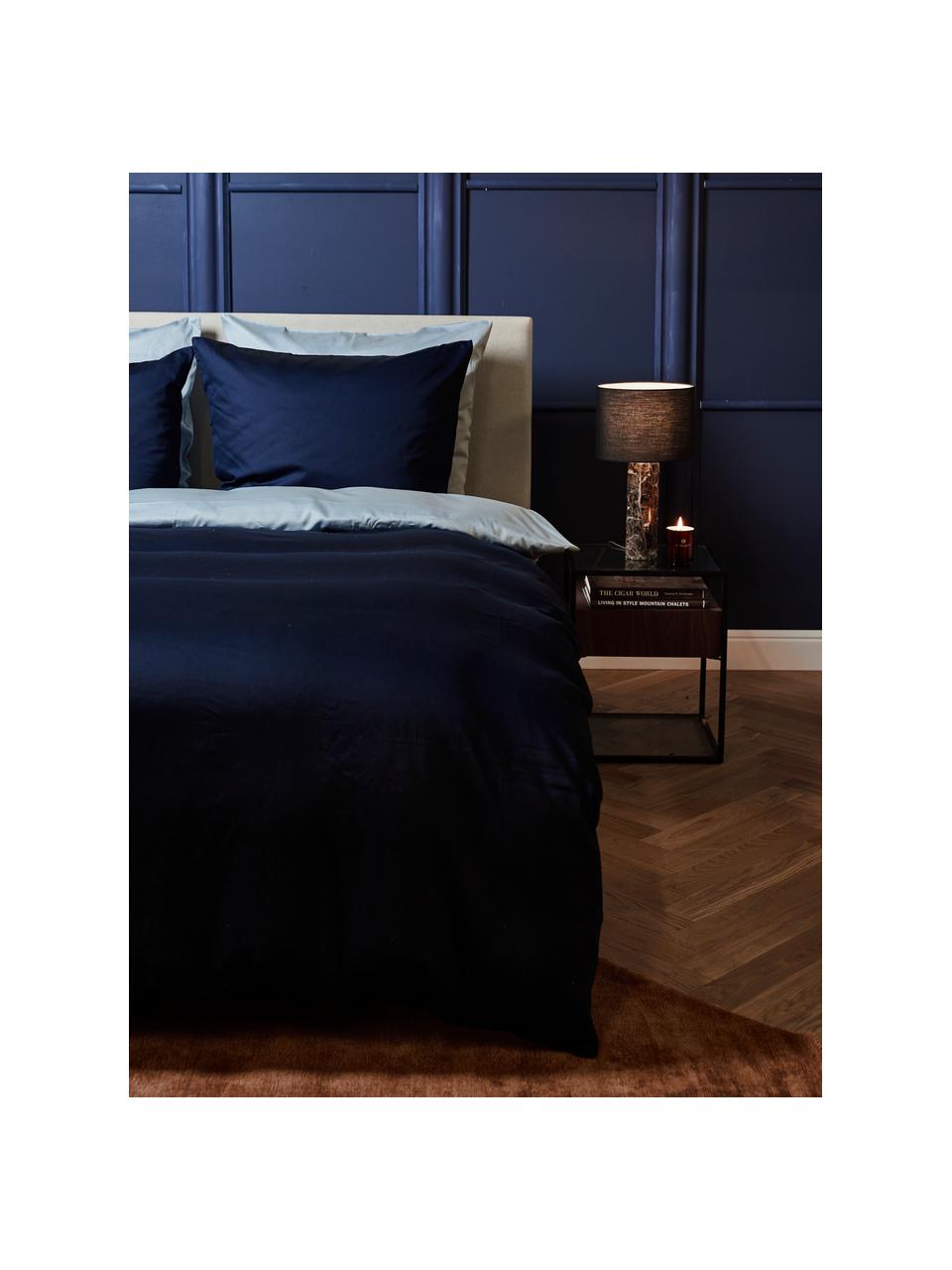 Pościel z satyny bawełnianej Comfort, Ciemny niebieski, 135 x 200 cm + 1 poduszka 80 x 80 cm