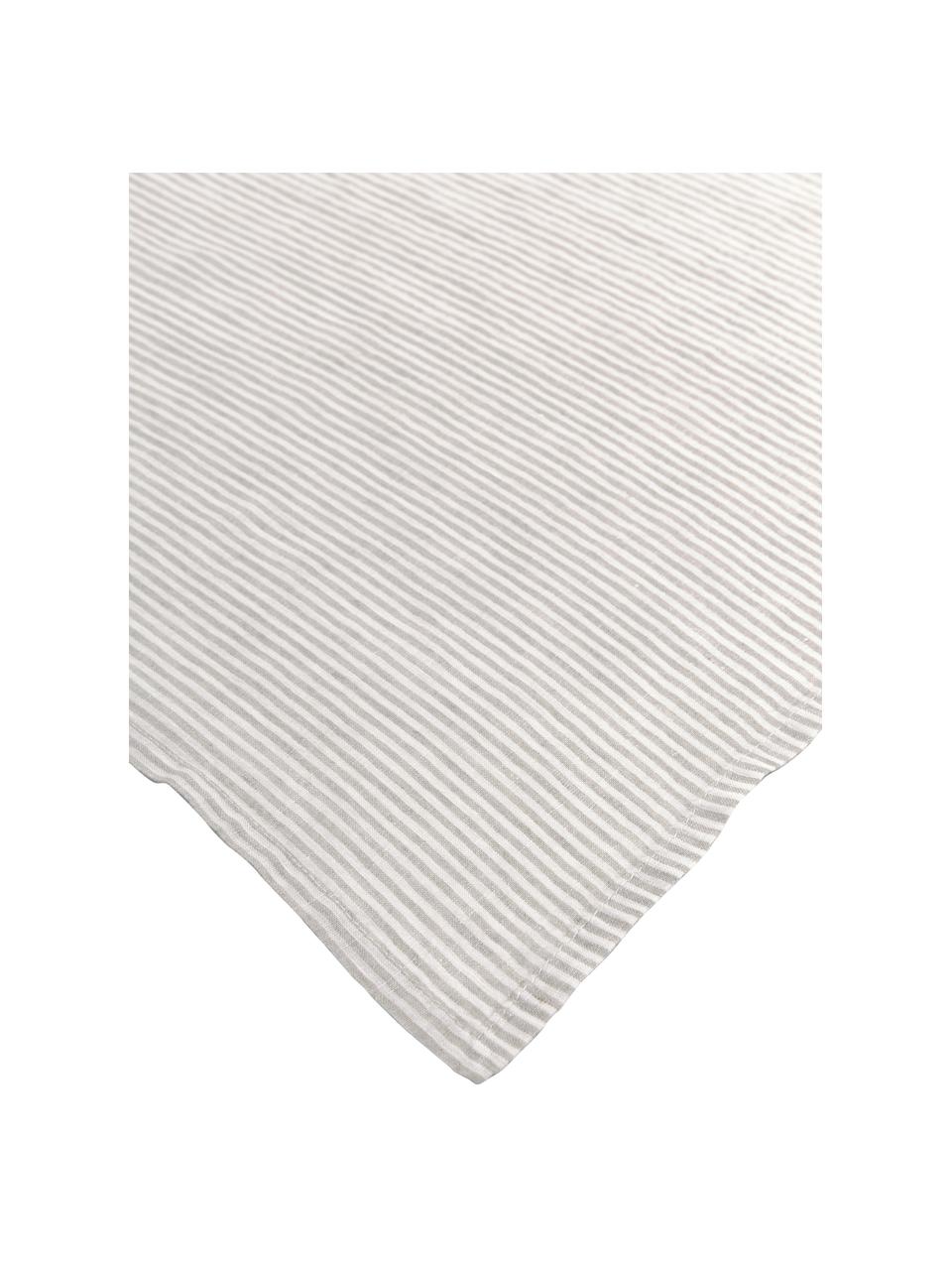 Pruhovaný ľanový stolový behúň Alina, 100% ľan, certifikát European Flax, Béžová, krémovobiela, Pre 4 -6 osôb (Š 145 x D 200 cm)