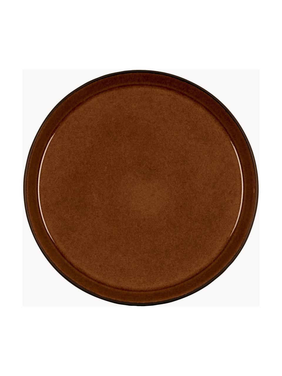 Platos llanos con esmalte reactivo Gastro, 6 uds., Cerámica de gres, Marrón oscuro, negro, Ø 27 cm
