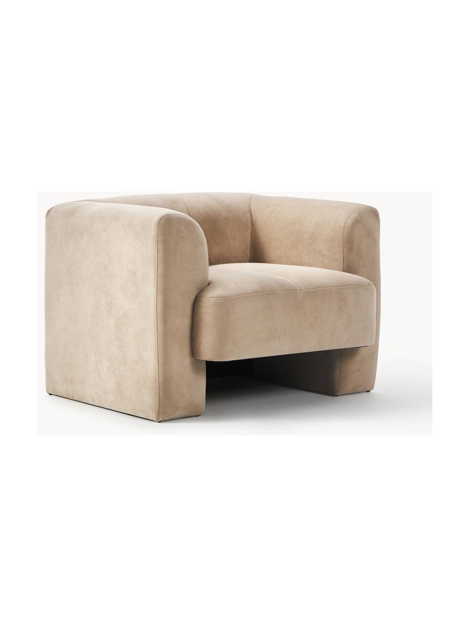 Fauteuil Bobi, Bekleding: 88% polyester, 12% nylon , Frame: massief grenenhout (FSC-g, Geweven stof beige, B 100 x H 82 cm