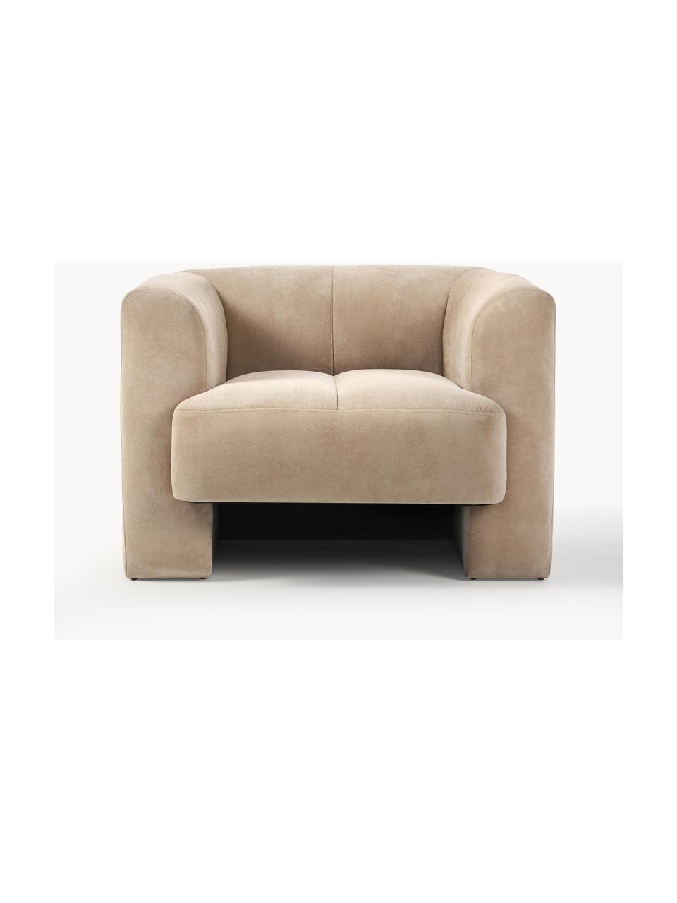 Fauteuil Bobi, Tissu beige, larg. 100 x long. 82 cm