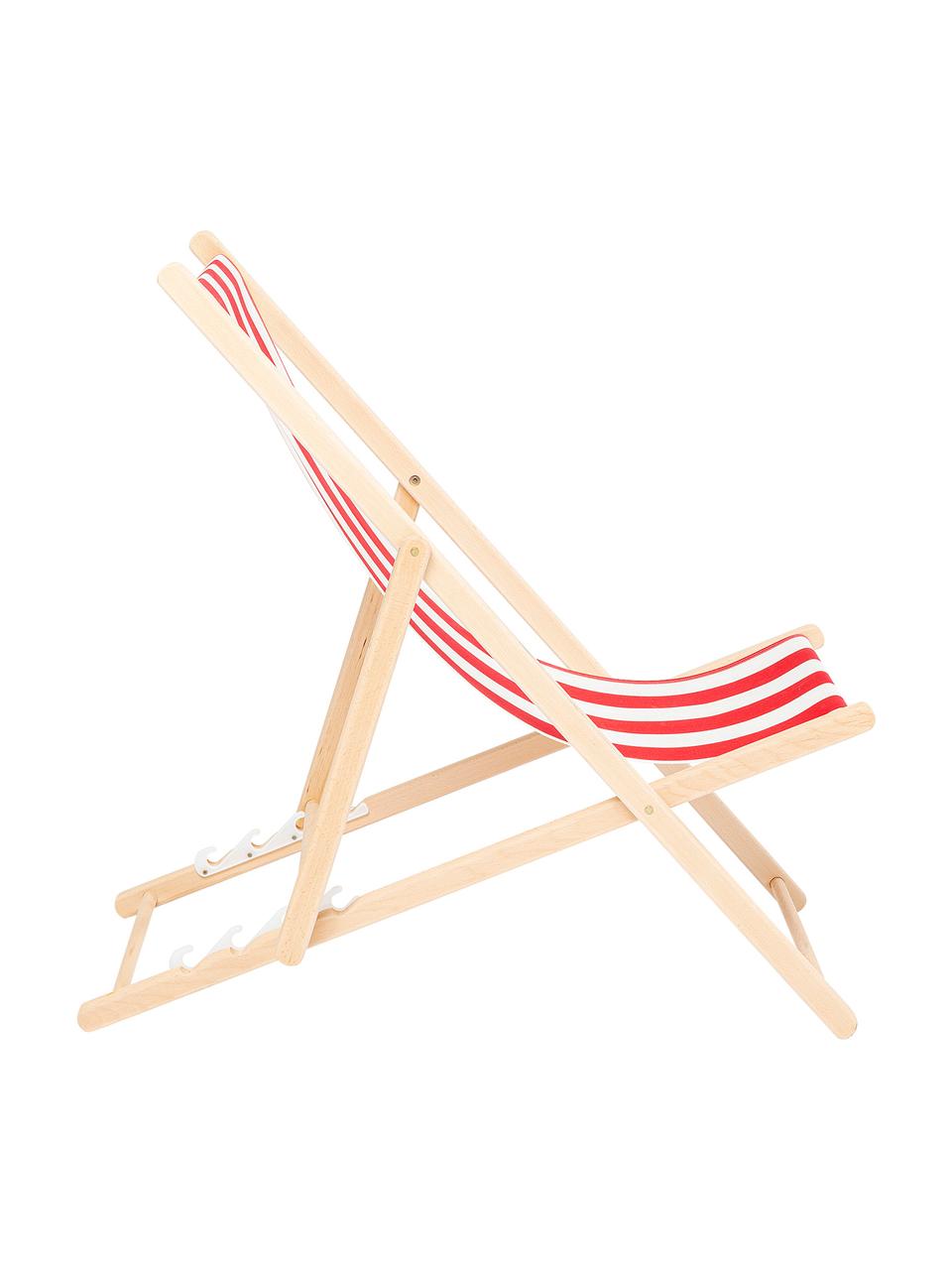 Sedia a sdraio pieghevole Hot Summer, Struttura: legno di faggio, Rosso, bianco, legno di faggio, Larg. 96 x Prof. 56 cm