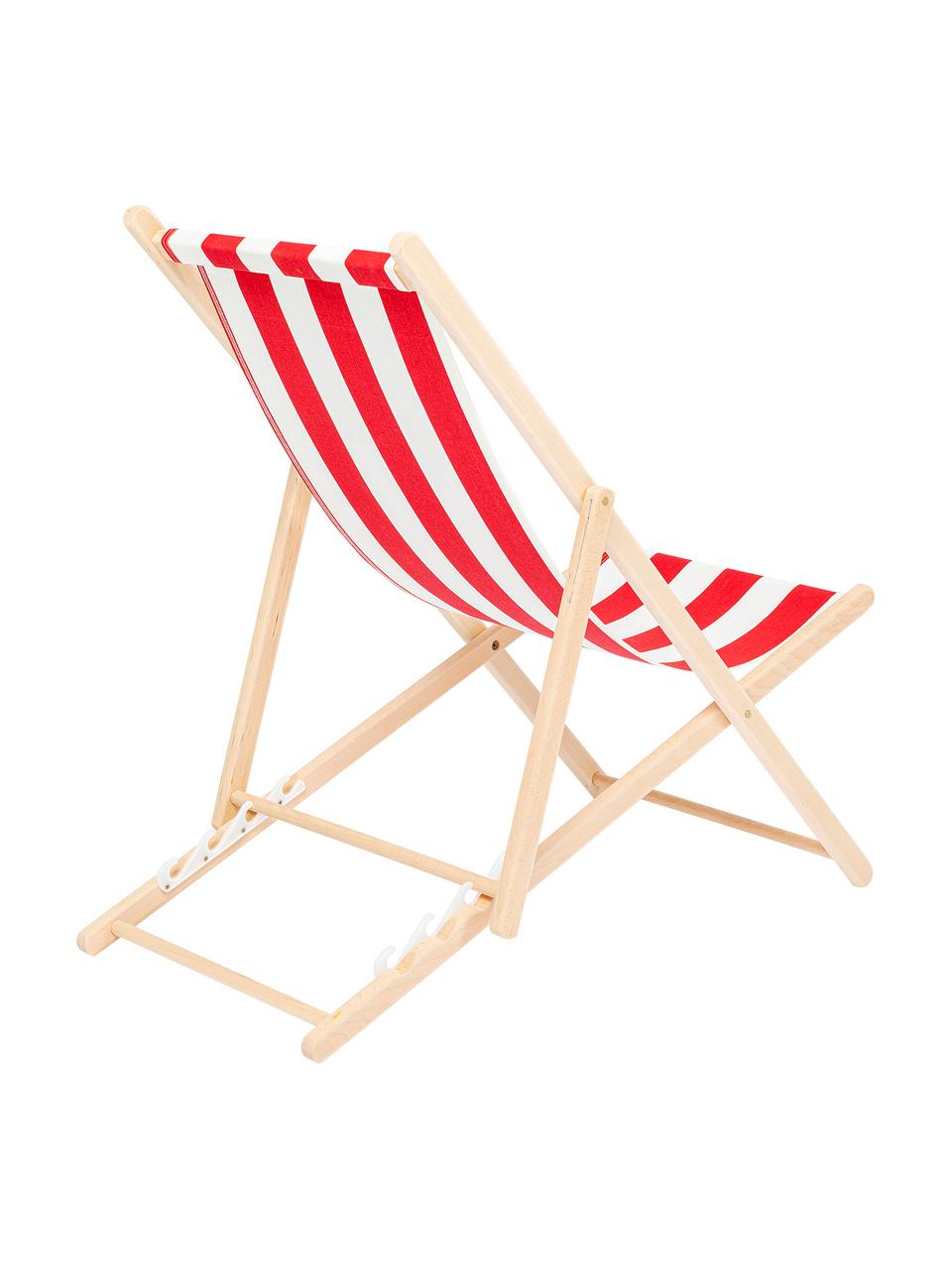 Sedia a sdraio pieghevole Hot Summer, Struttura: legno di faggio, Rosso, bianco, legno di faggio, Larg. 96 x Prof. 56 cm