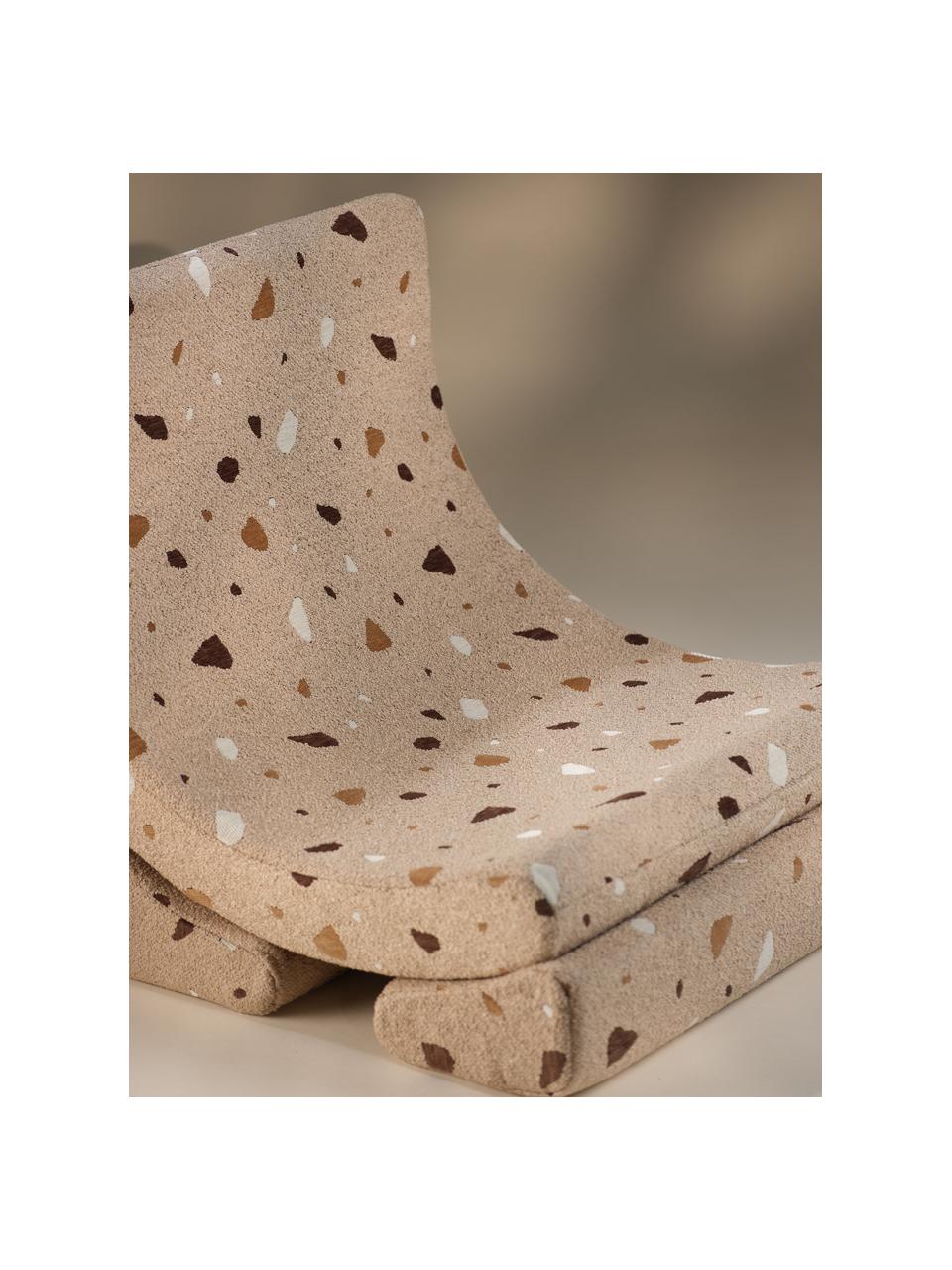 Handgefertigter Bouclé-Kindersessel Moon, Bouclé Beige, Terrazzo-Optik, B 55 x T 80 cm