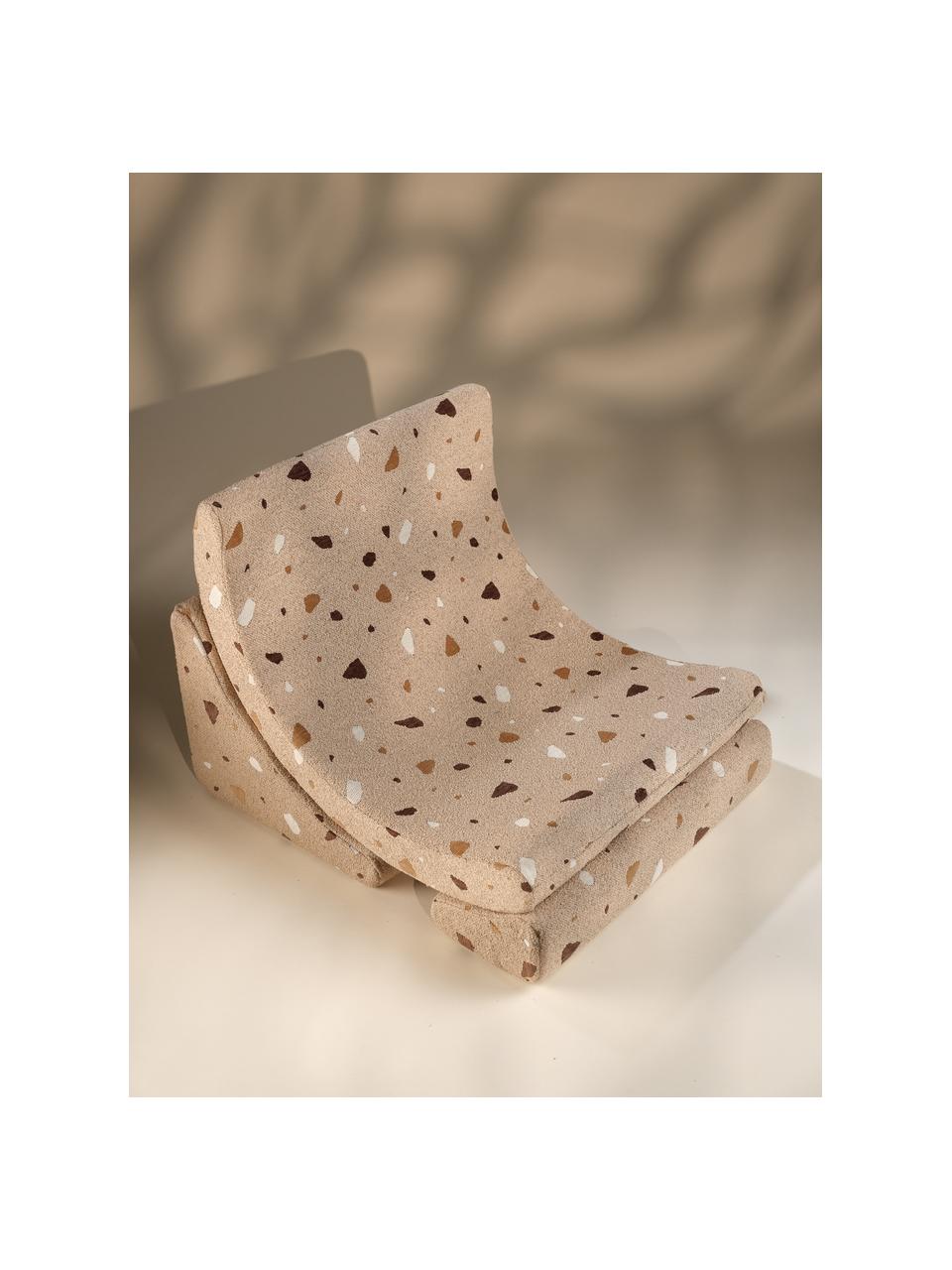 Fauteuil en bouclette pour enfants fait main Moon, Bouclette beige, aspect terrazzo, larg. 55 x haut. 80 cm