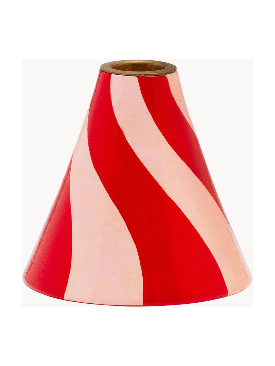 Candelabro Twirl, Cartapesta, Rosa chiaro, rosso, Ø 10 x Alt. 10 cm