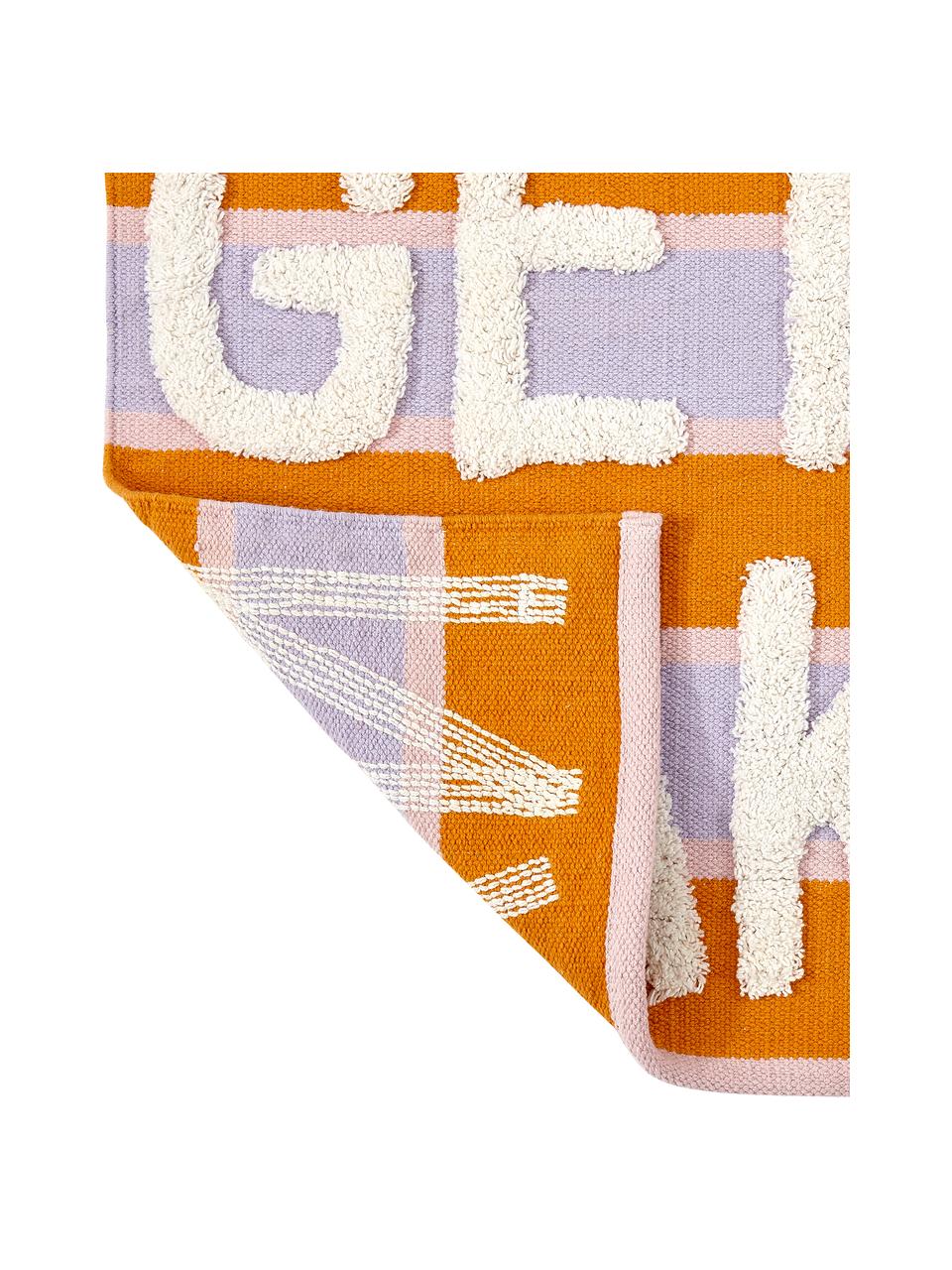 Badmat Get Naked met hoog-laag structuur, 100% katoen, Lila, oranje, lichtbeige, B 55 x L 80 cm