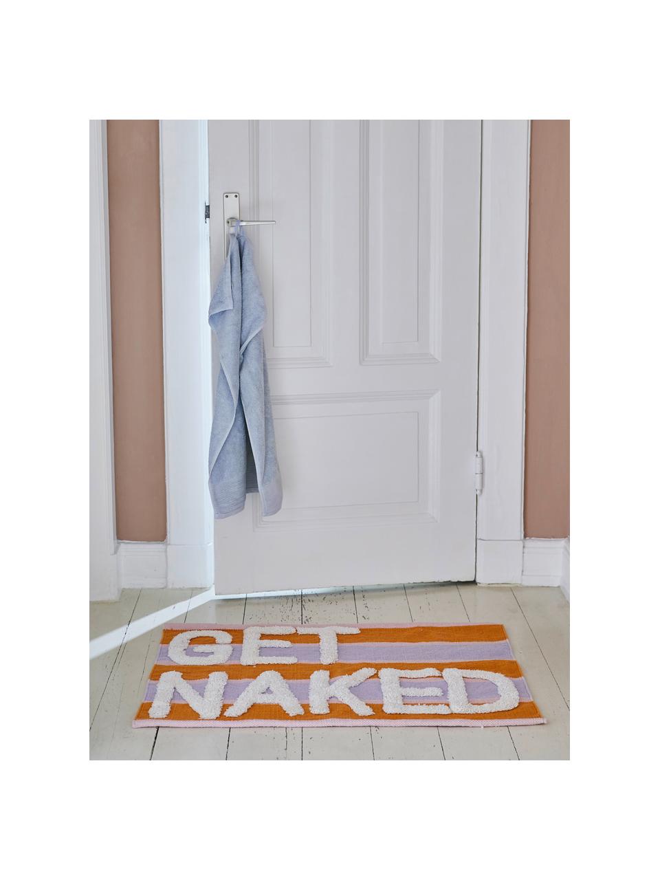 Dywanik łazienkowy z wypukłą strukturą Get Naked, 100% bawełna, Lila, pomarańczowy, jasny beżowy, S 55 x D 80 cm