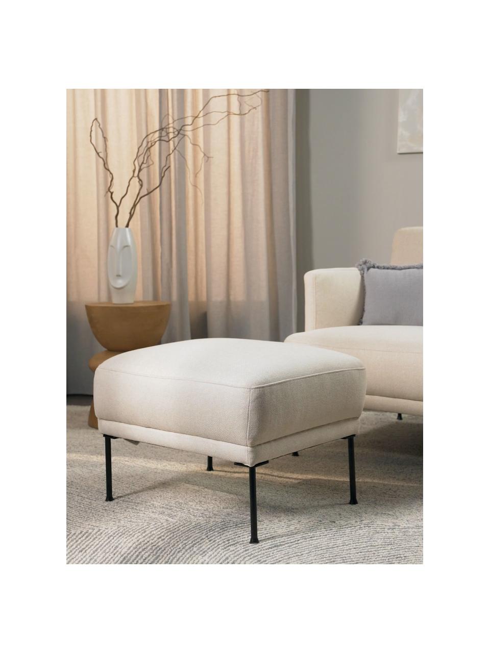 Puf z metalowymi nogami Fluente, Tapicerka: 80% poliester, 20% ramia , Stelaż: lite drewno sosnowe z cer, Nogi: metal malowany proszkowo, Beżowa tkanina, S 62 x W 46 cm