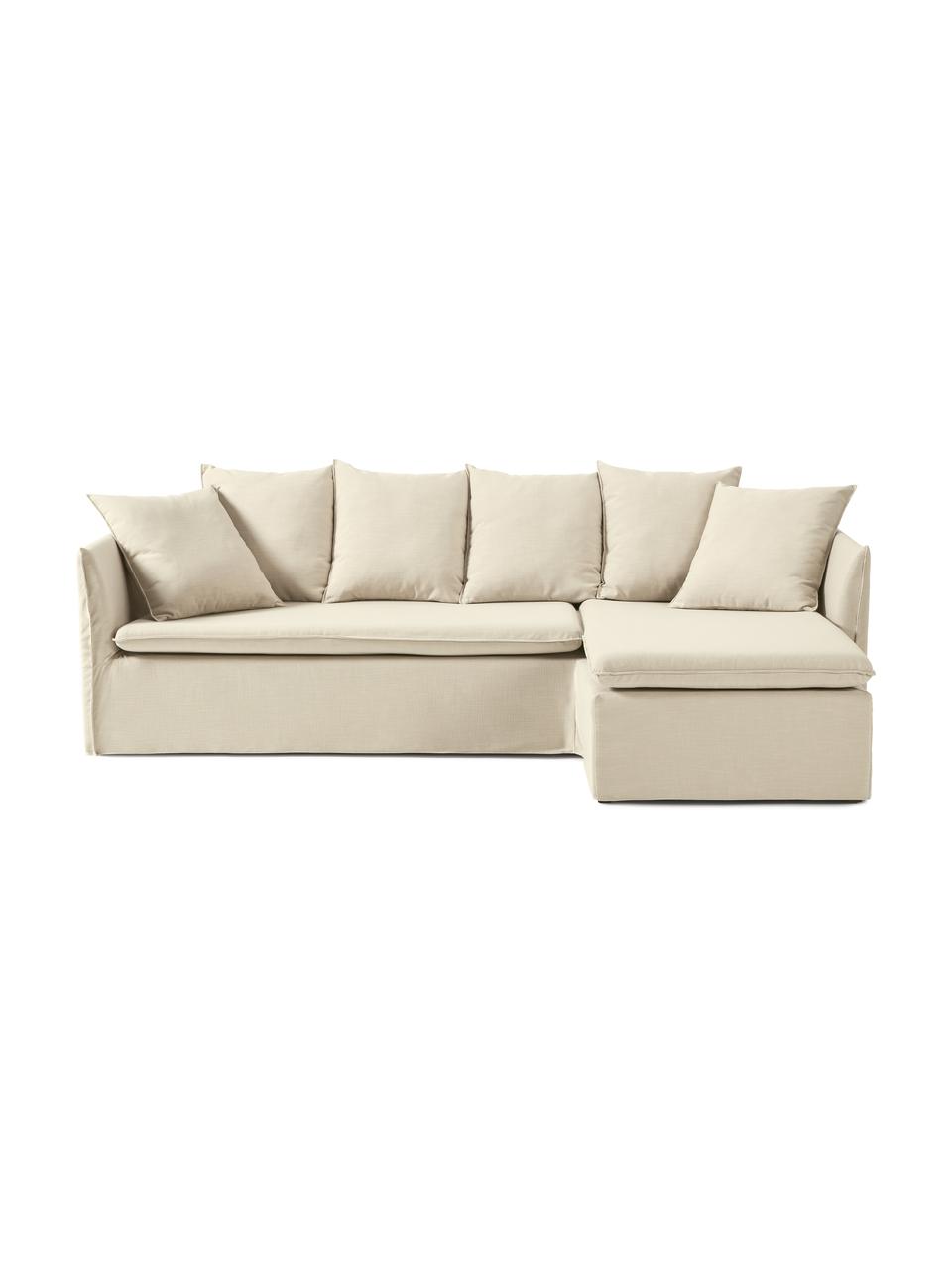 Ecksofa Mila (3-Sitzer), Bezug: 100% Polyester Der hochwe, Gestell: Kieferholz, Faserplatte, , Webstoff Dunkelbeige, B 230 x H 85 cm, Eckteil rechts