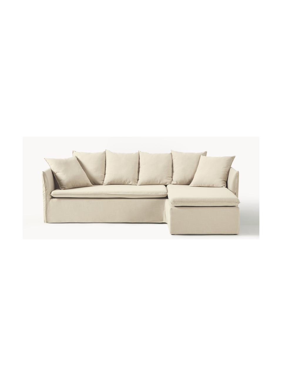 Ecksofa Mila (3-Sitzer), Bezug: 100% Polyester Der hochwe, Gestell: Kieferholz, Faserplatte, , Webstoff Dunkelbeige, B 230 x T 170 cm, Eckteil rechts