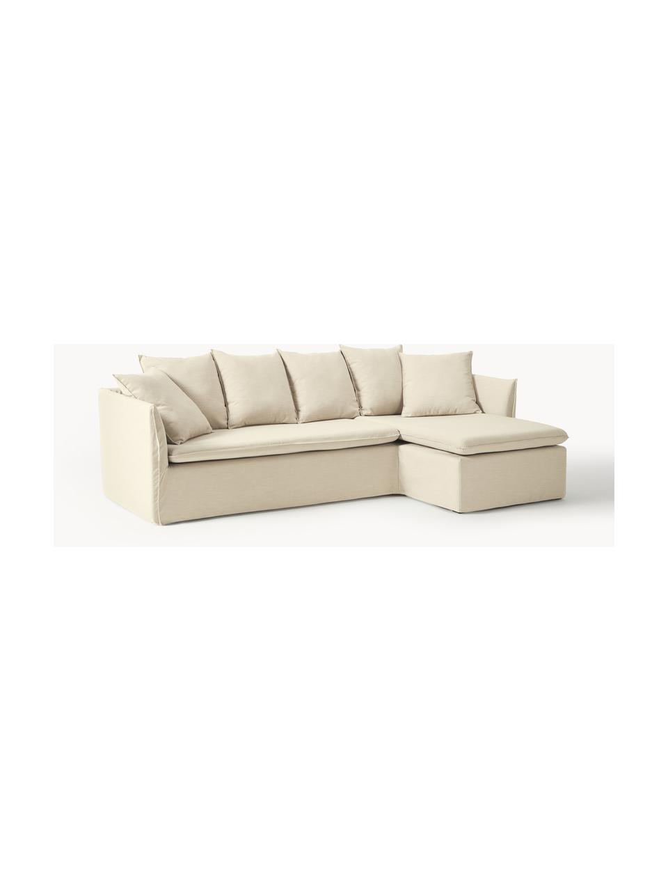 Ecksofa Mila (3-Sitzer), Bezug: 100% Polyester Der hochwe, Gestell: Kieferholz, Faserplatte, , Webstoff Dunkelbeige, B 230 x T 170 cm, Eckteil rechts