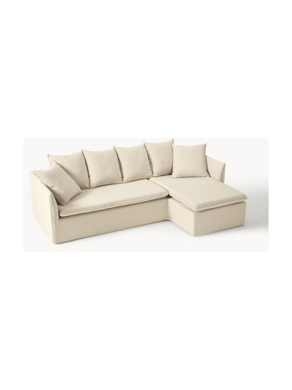 Ecksofa Mila (3-Sitzer), Bezug: 100% Polyester Der hochwe, Gestell: Kieferholz, Faserplatte, , Webstoff Dunkelbeige, B 230 x T 170 cm, Eckteil rechts