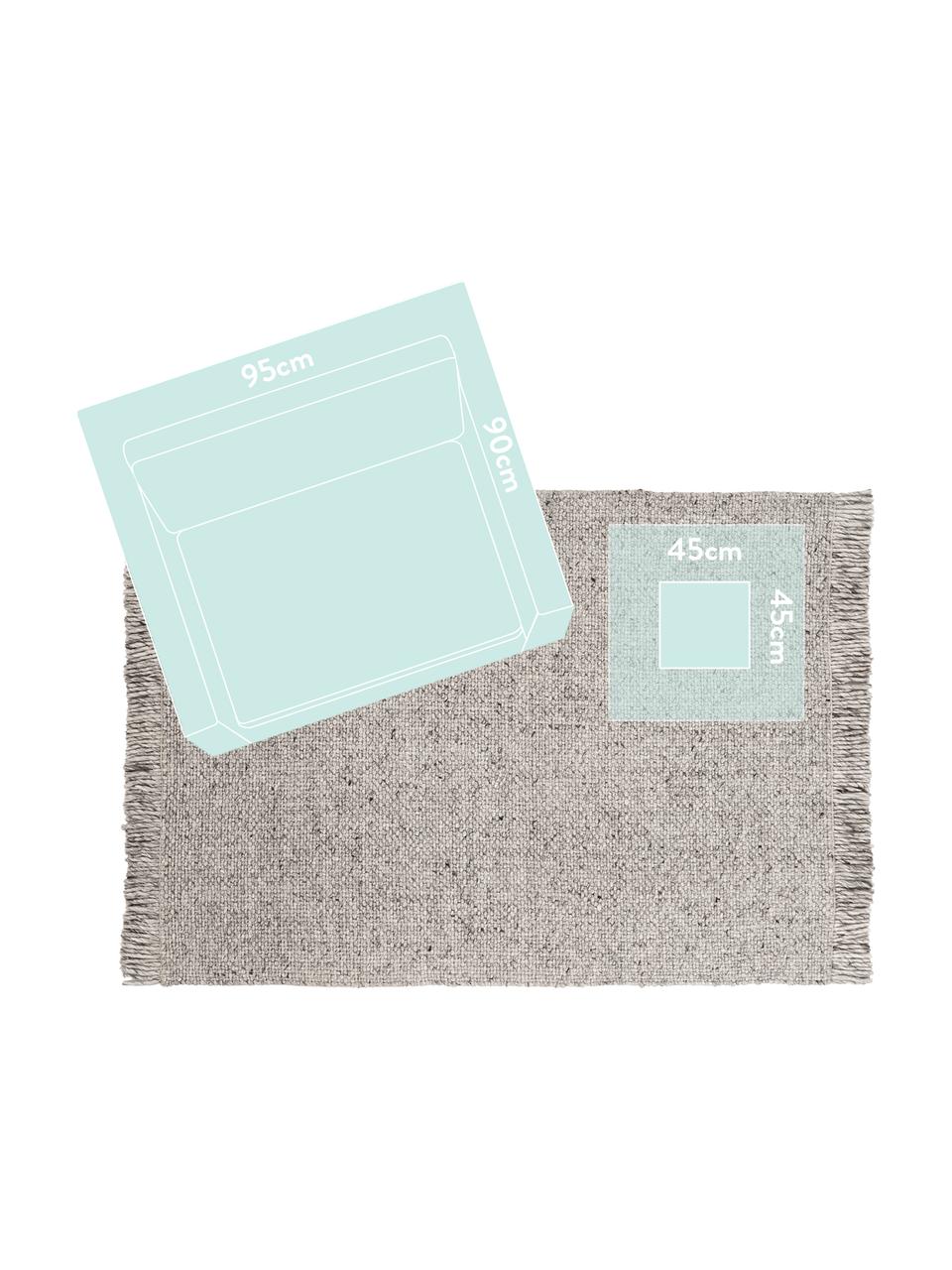 Tapis en laine gris clair tissé main Alvin, Gris chiné