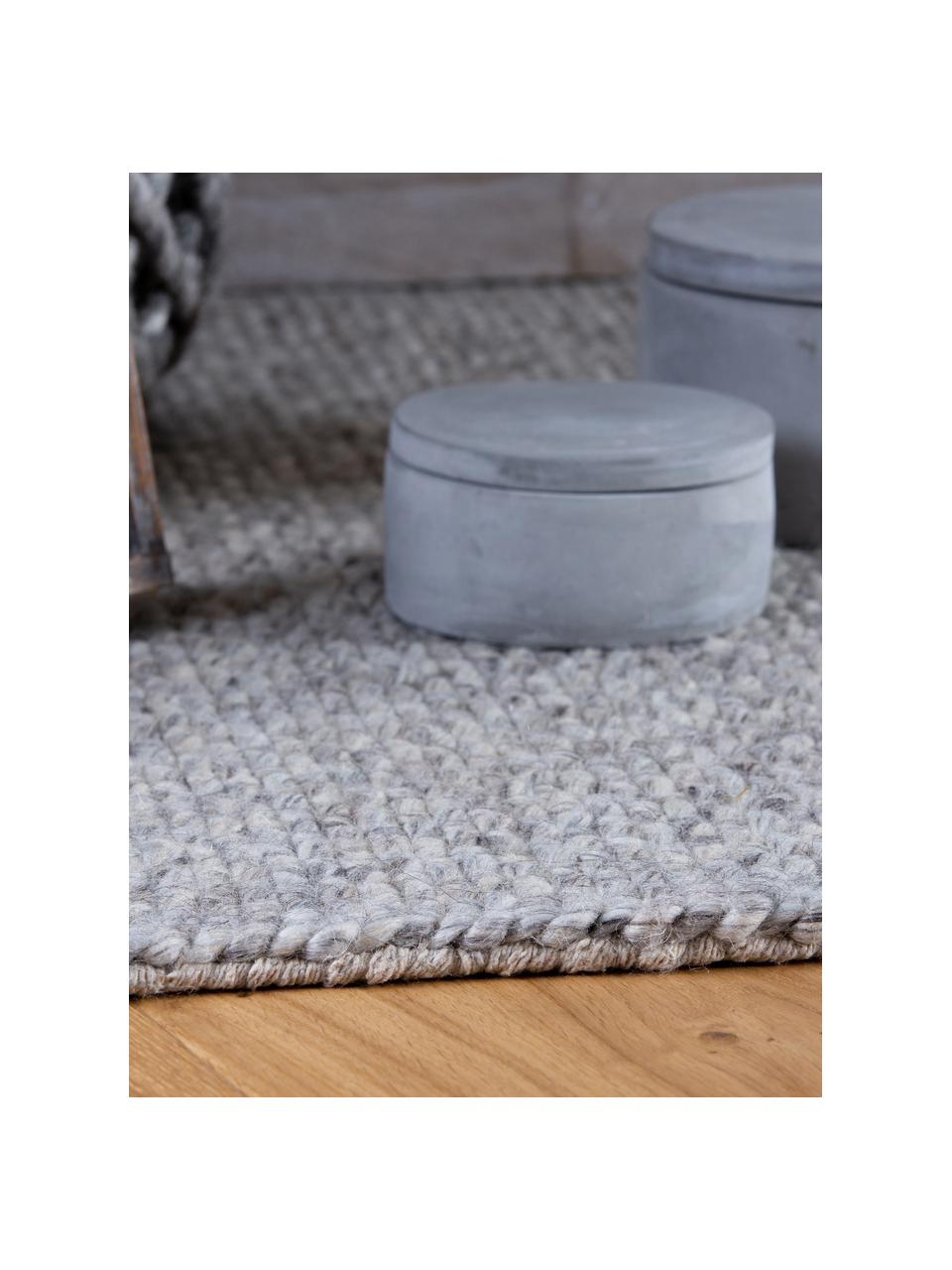 Tapis en laine gris clair tissé main Alvin, Gris chiné