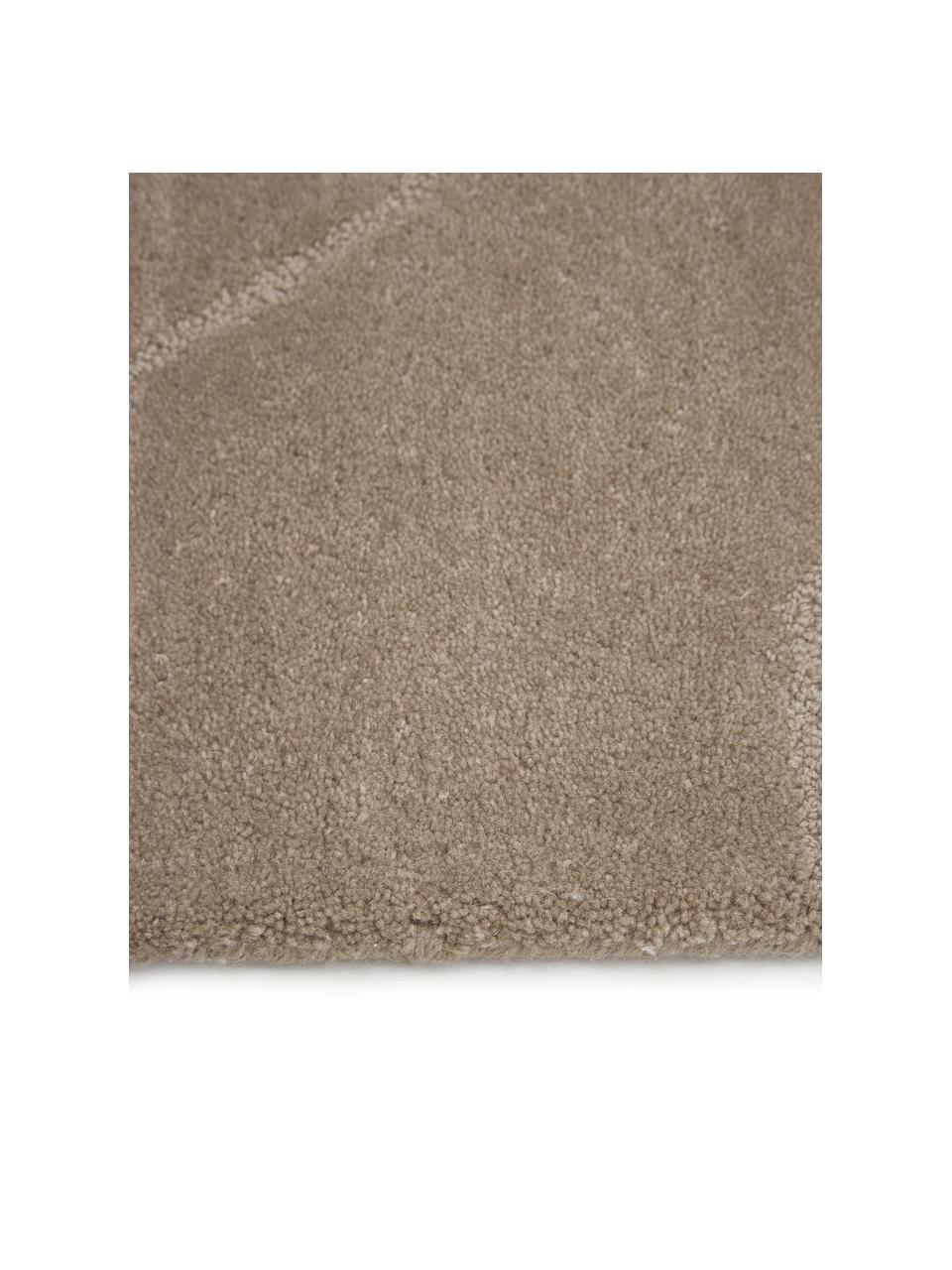 Wollen vloerkleed Aaron in taupe, handgetuft, Onderzijde: 100% katoen Bij wollen vl, Taupe, B 300 x L 400 cm (maat XL)