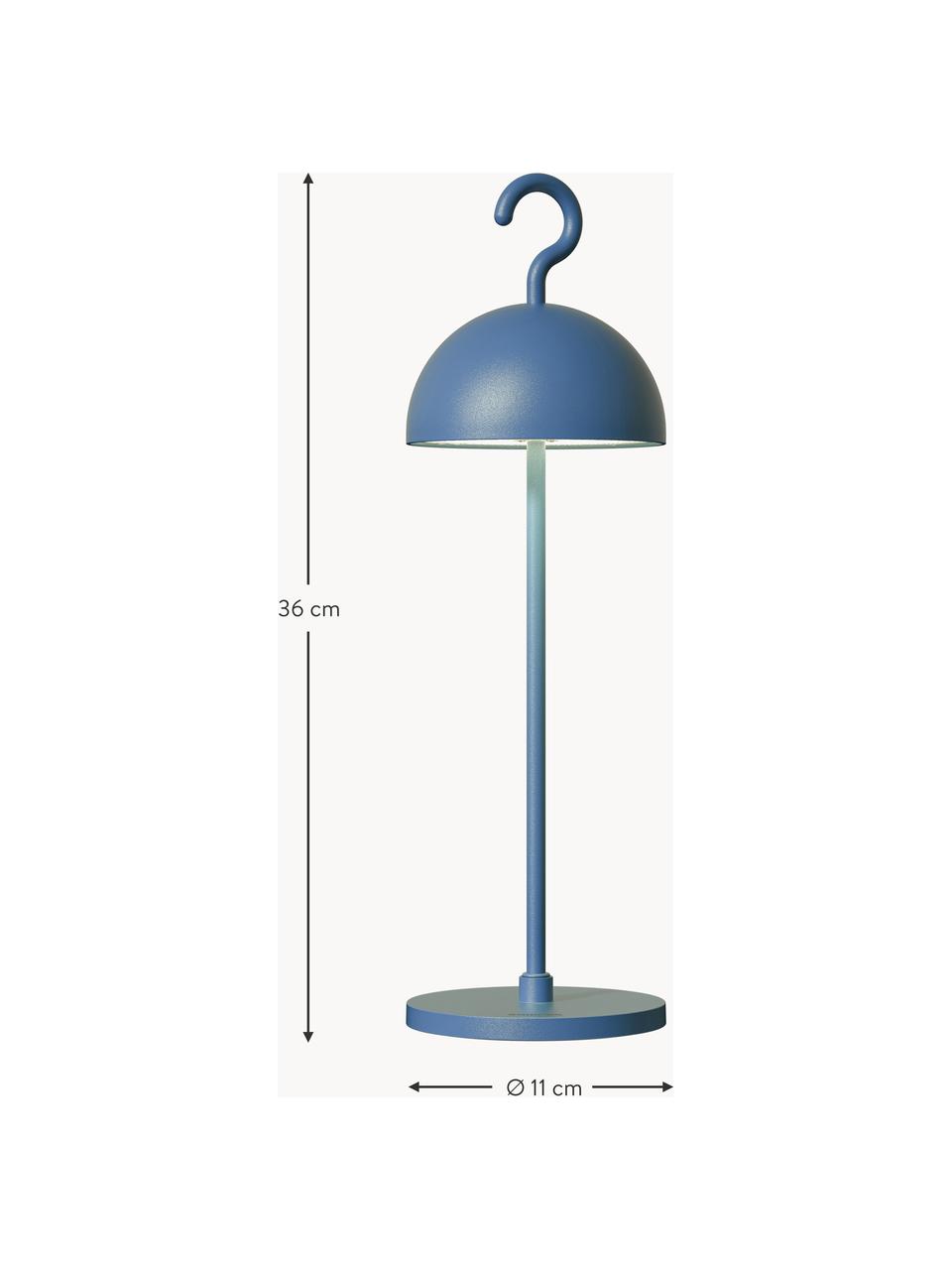 Kleine mobiele LED outdoor tafellamp Hook, dimbaar, Lamp: gecoat aluminium, Grijsblauw, Ø 11 x H 36 cm