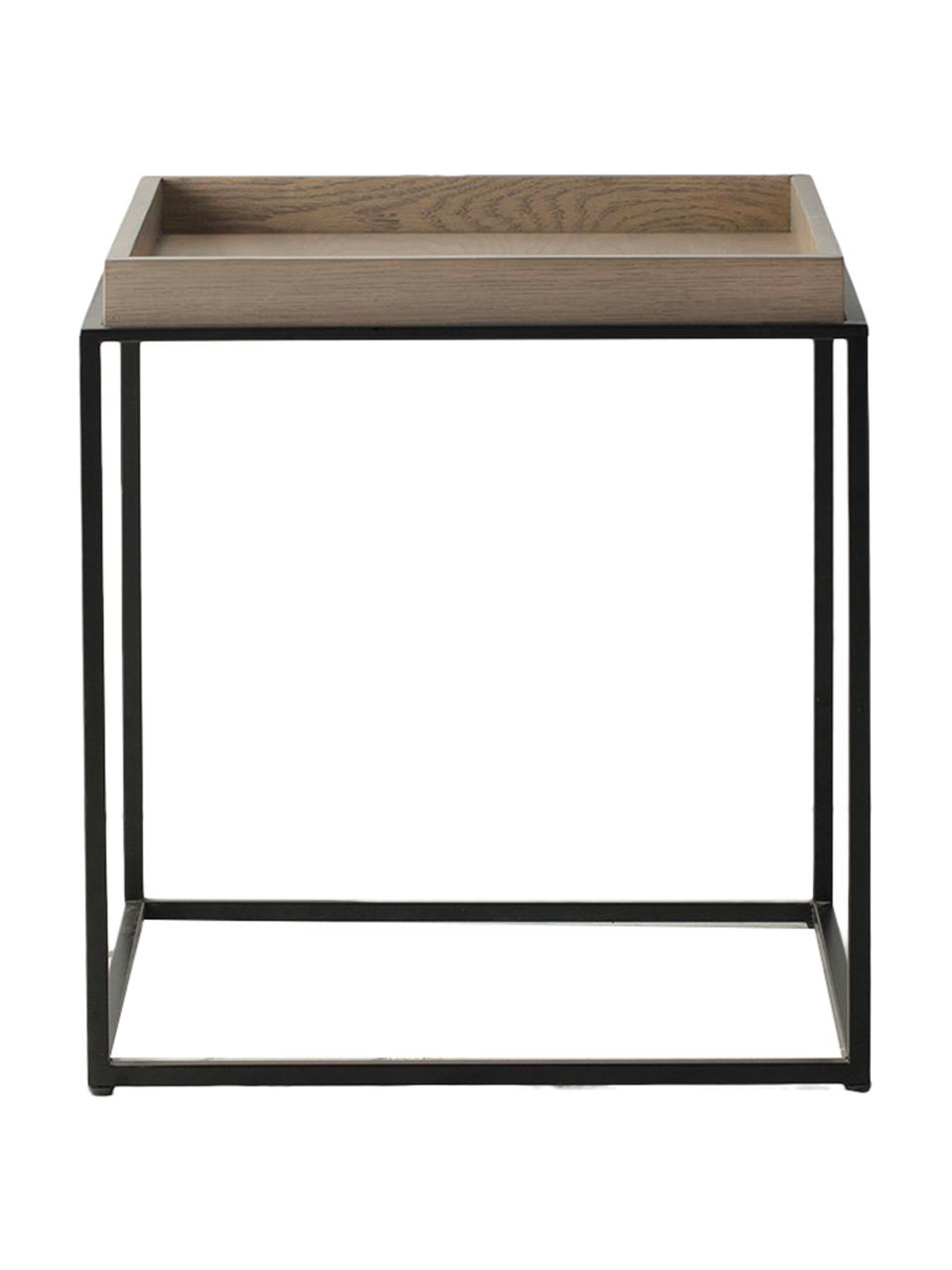 Mesa auxiliar de madera y metal Forden, Tablero: tablero de fibras de dens, Estructura: metal pintado, Marrón, An 55 x Al 60 cm