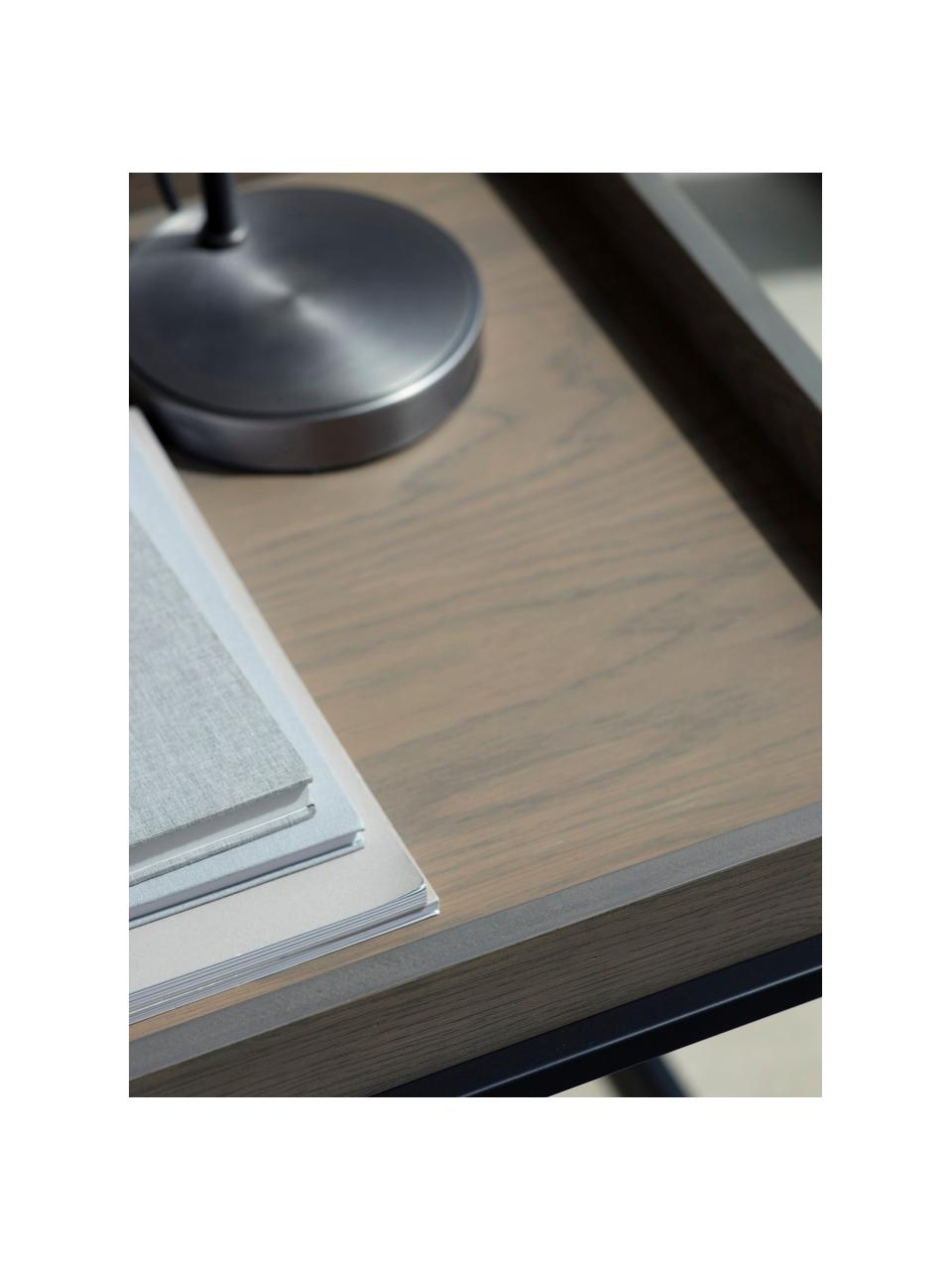 Tavolino in legno e metallo Forden, Piano del tavolo: pannello di fibra a media, Marrone, Larg. 55 x Alt. 60 cm