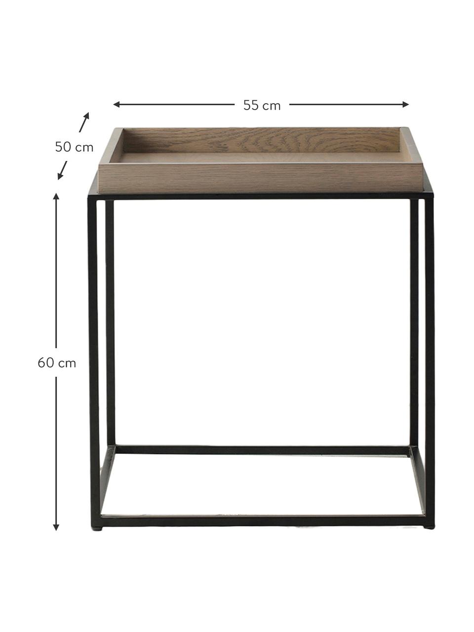 Mesa auxiliar de madera y metal Forden, Tablero: tablero de fibras de dens, Estructura: metal pintado, Marrón, An 55 x Al 60 cm