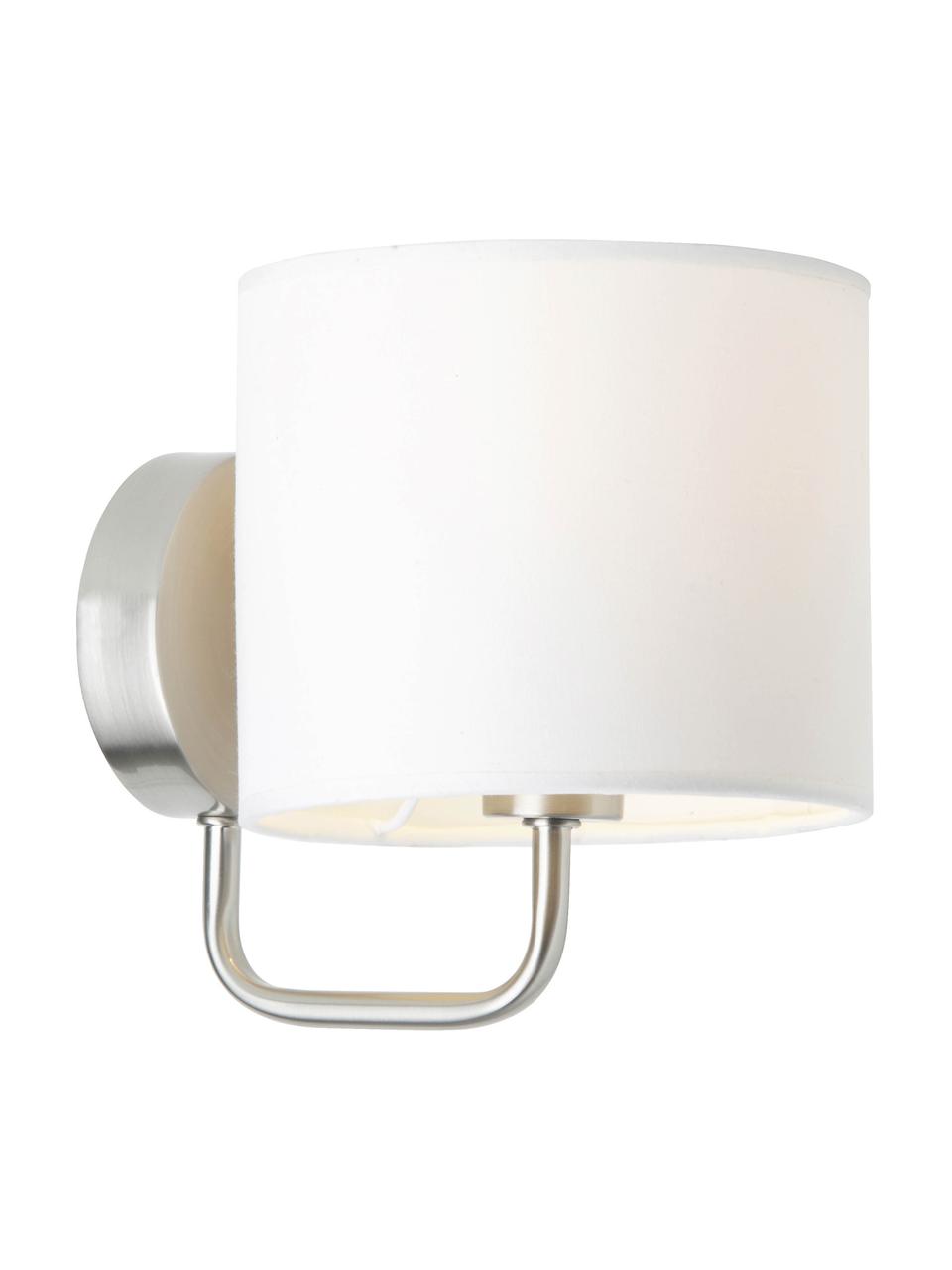 Klassieke wandlamp Clarie in chroom, Lampenkap: 60% katoen, 40% linnen, Chroomkleurig, wit, D 19 x H 18 cm