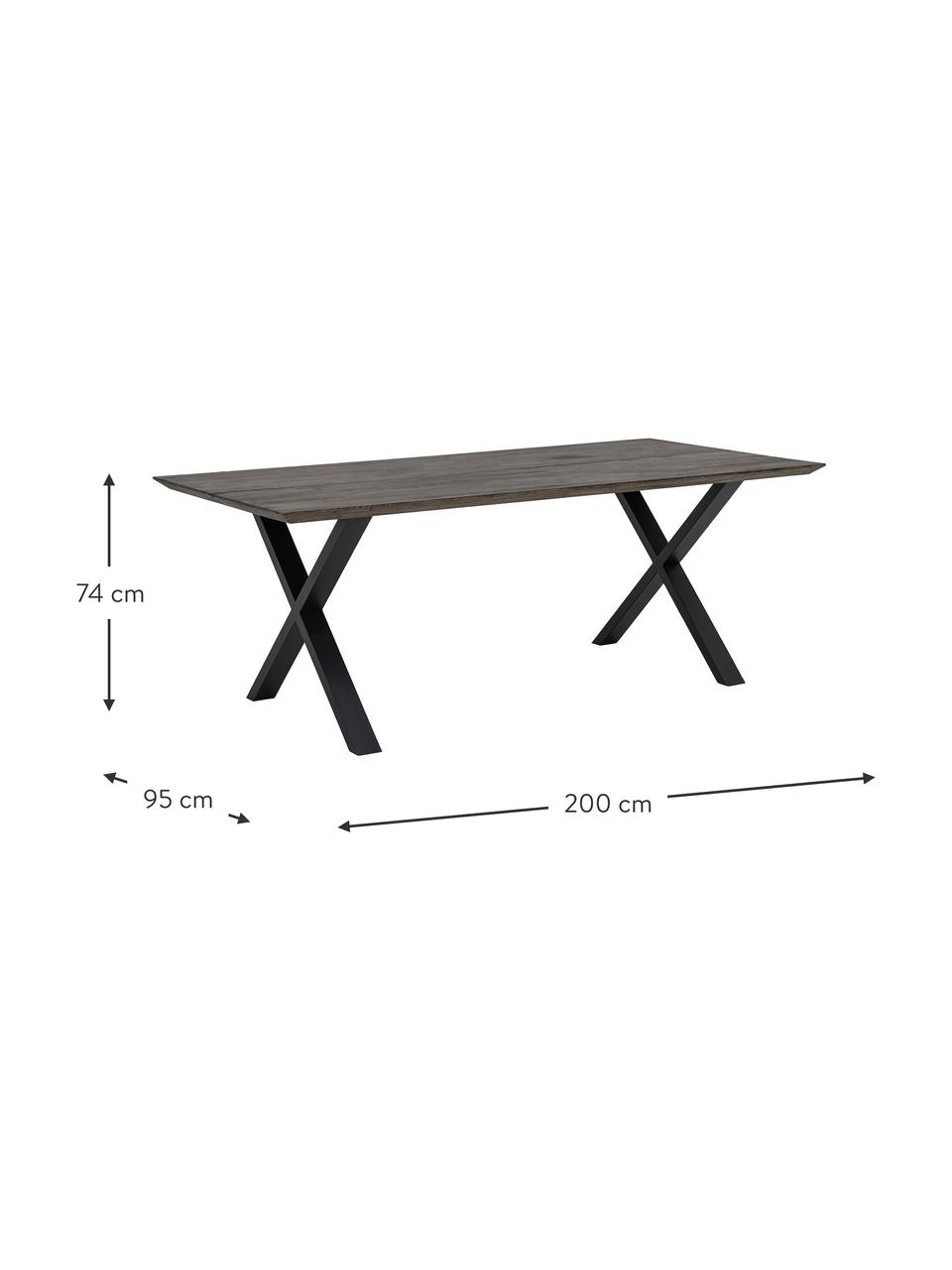 Table de jardin en bois de chêne Maldon, 200 x 95 cm, Bois de chêne, Bois de chêne, larg. 200 x prof. 95 cm