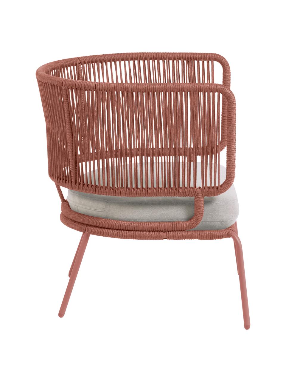 Garten-Loungesessel Nadin mit geflochtenem Seil, Gestell: Metall, verzinkt und lack, Bezug: Polyester, Altrosa, B 74 x T 65 cm