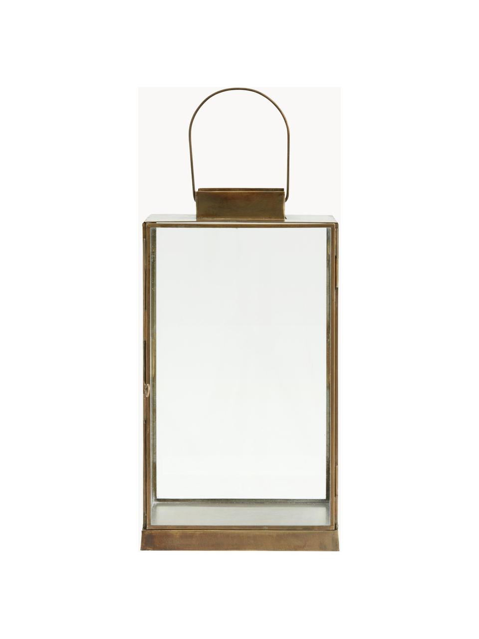 Lantaarn Antique, Frame: gecoat metaal, Goudkleurig, transparant, B 19 x H 35 cm
